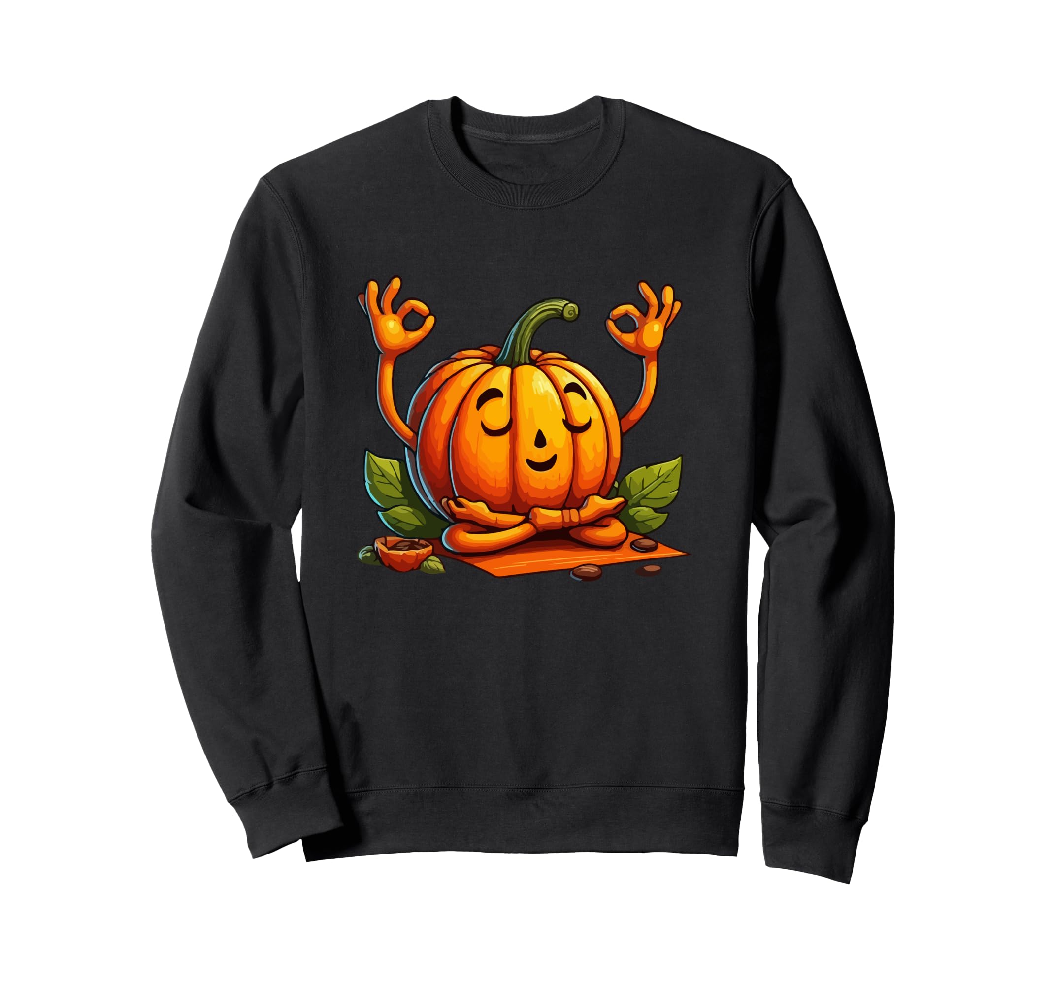 Meditation Pumpkin Yoga Pose Relaxing Sweatshirt - Minimalist Print Unisex - T-Shirt, Sweatshirt, Hoodie
