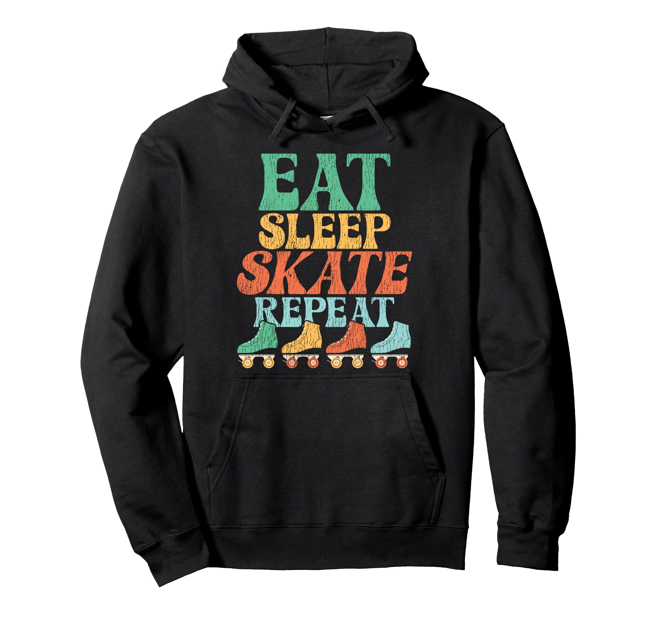 Roller Skating Skate 1970S Eat Sleep Hoodie - Trendy Graphic for Adults - T-Shirt, Sweatshirt, Hoodie