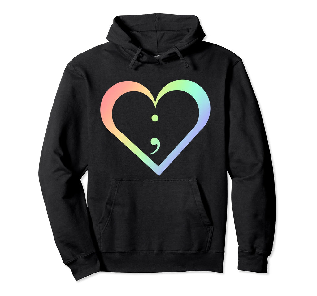 Heart Semicolon Mental Health Awareness Hoodie - Aesthetic Graphic Unisex - T-Shirt, Sweatshirt, Hoodie