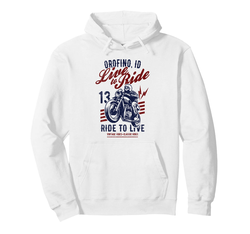 Orofino Idaho Motorcycle Skull Rider Hoodie - Streetwear Style Unisex - T-Shirt, Sweatshirt, Hoodie