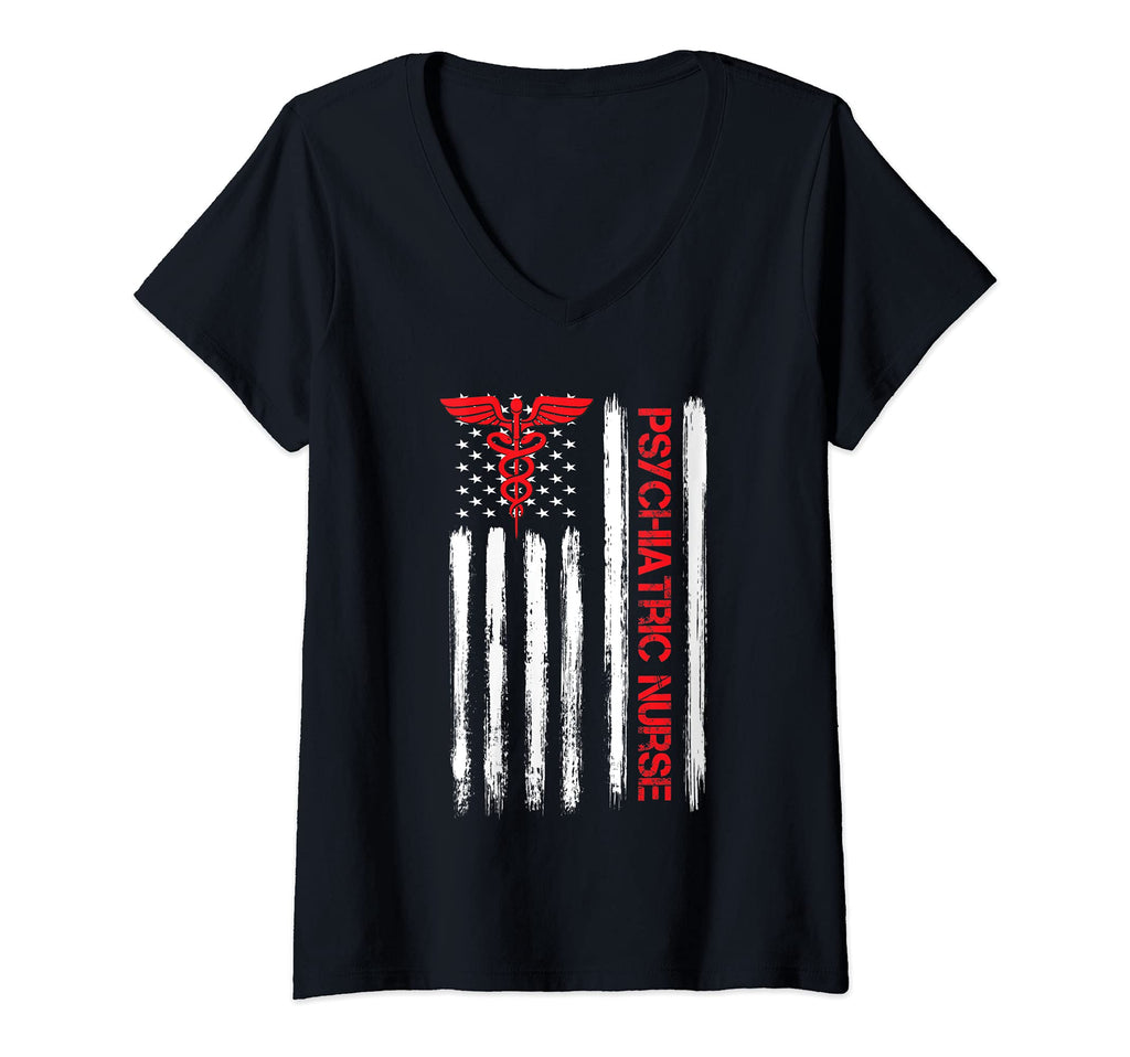 Womens Psychiatric Nurse American Flag T-Shirt - Graphic Print for Adults - T-Shirt, Sweatshirt, Hoodie