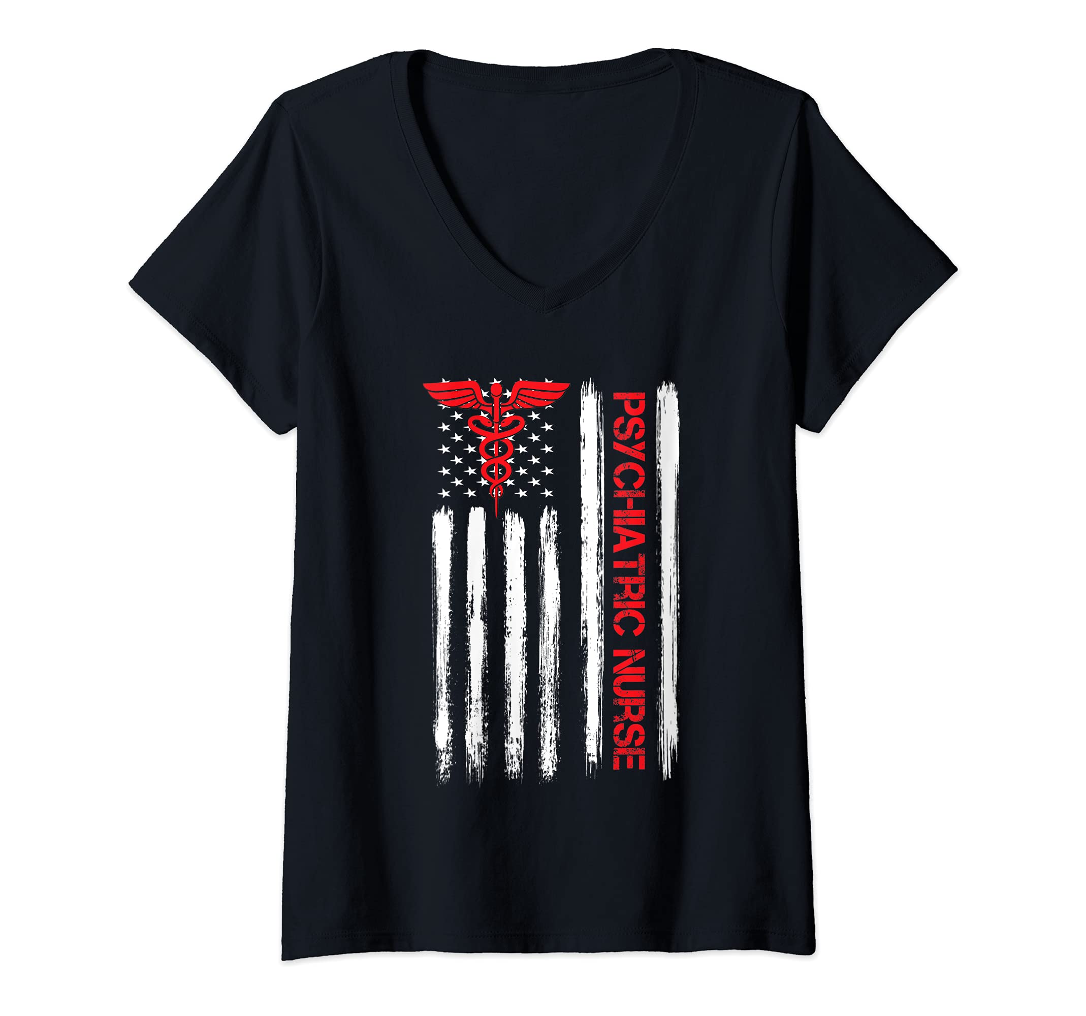 Womens Psychiatric Nurse American Flag T-Shirt - Graphic Print for Adults - T-Shirt, Sweatshirt, Hoodie