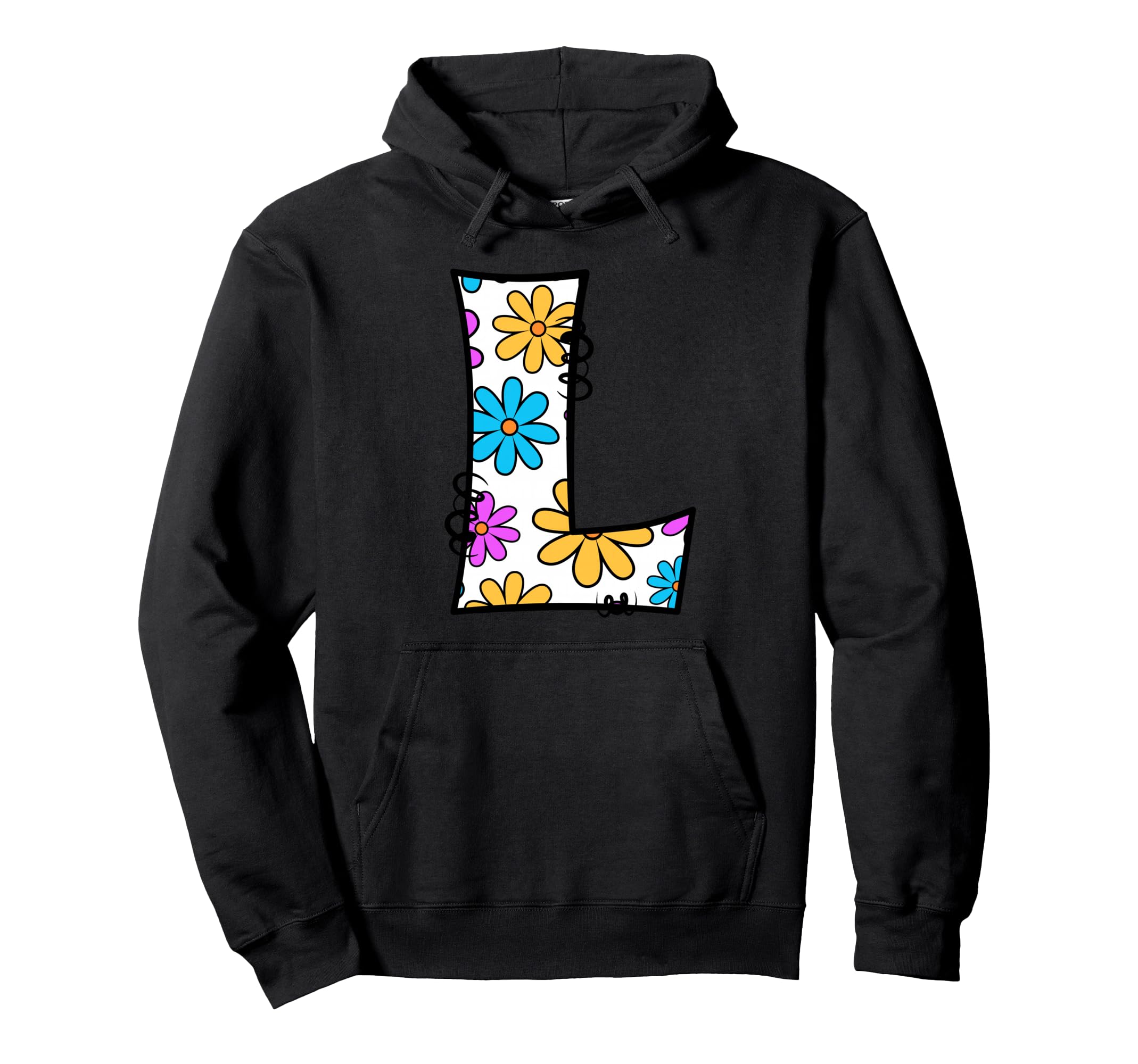 Letter L Floral Daisy Alphabet Hoodie - Casual Everyday Wear for Adults - T-Shirt, Sweatshirt, Hoodie