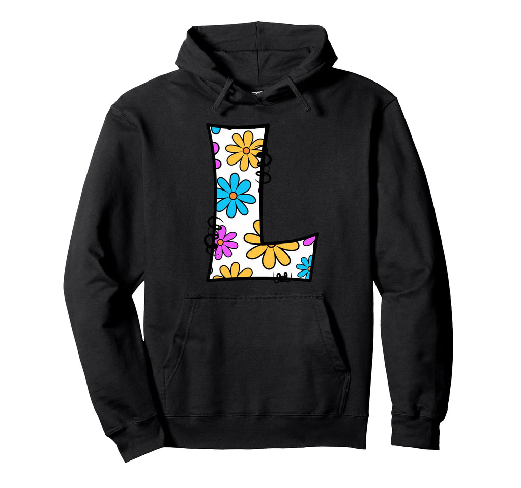 Letter L Floral Daisy Alphabet Hoodie - Unique Graphic for Adults - T-Shirt, Sweatshirt, Hoodie