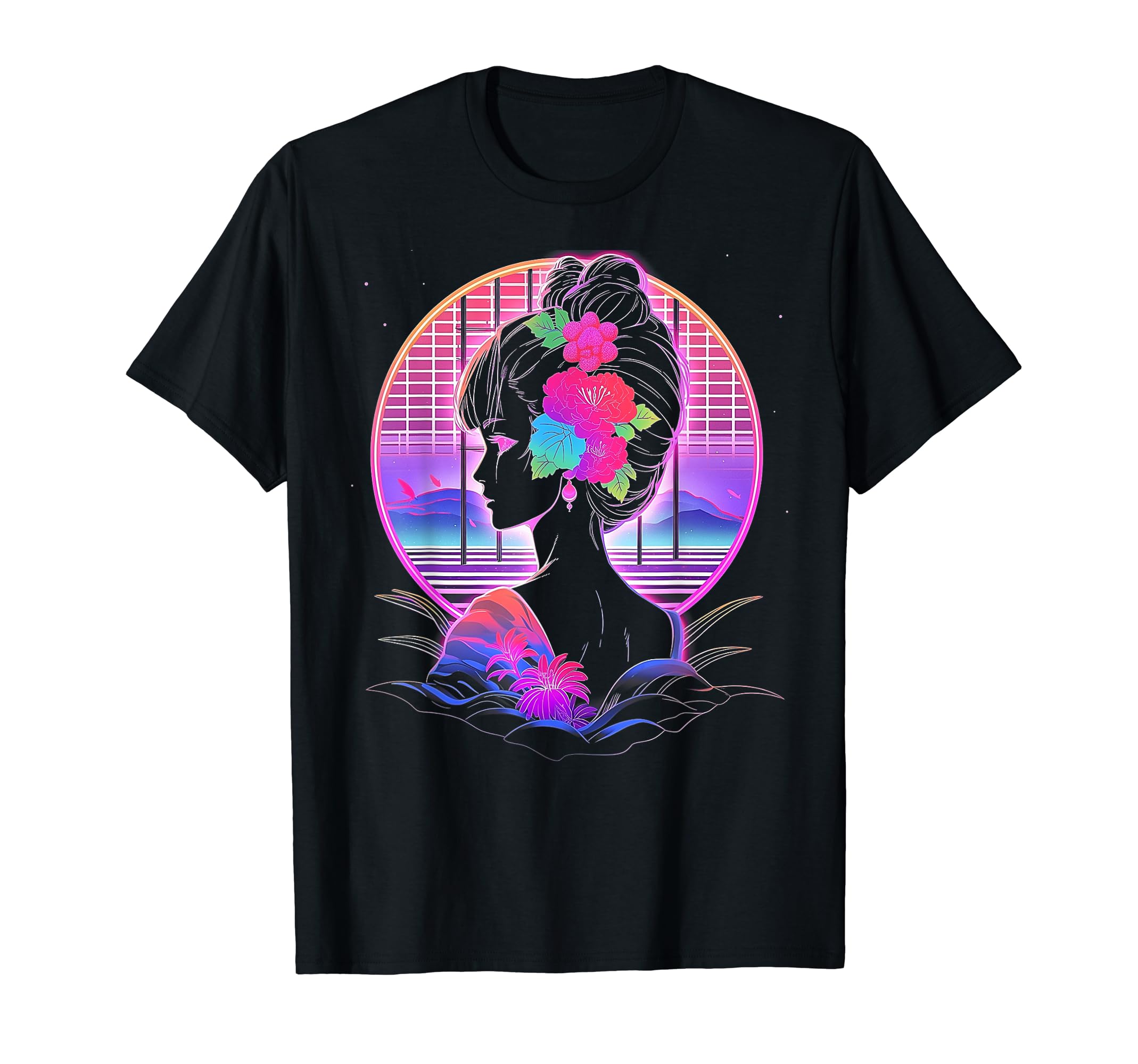 Vaporwave Geisha 80S Synthwave 34 T-Shirt - Casual Everyday Wear for Adults - T-Shirt, Sweatshirt, Hoodie