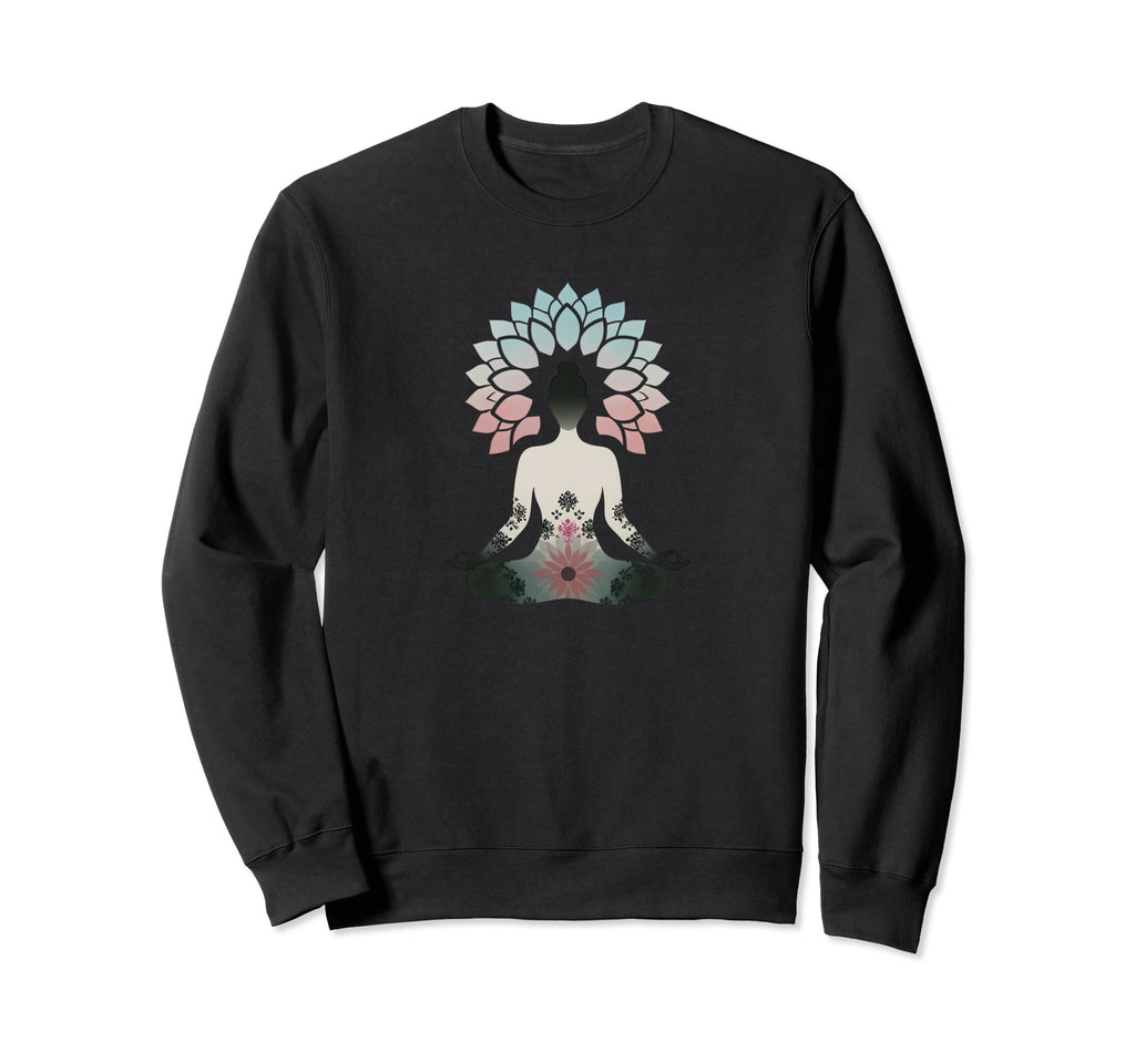 Yoga Meditation Pose Floral Yoga Sweatshirt - Minimalist Print for Adults - T-Shirt, Sweatshirt, Hoodie