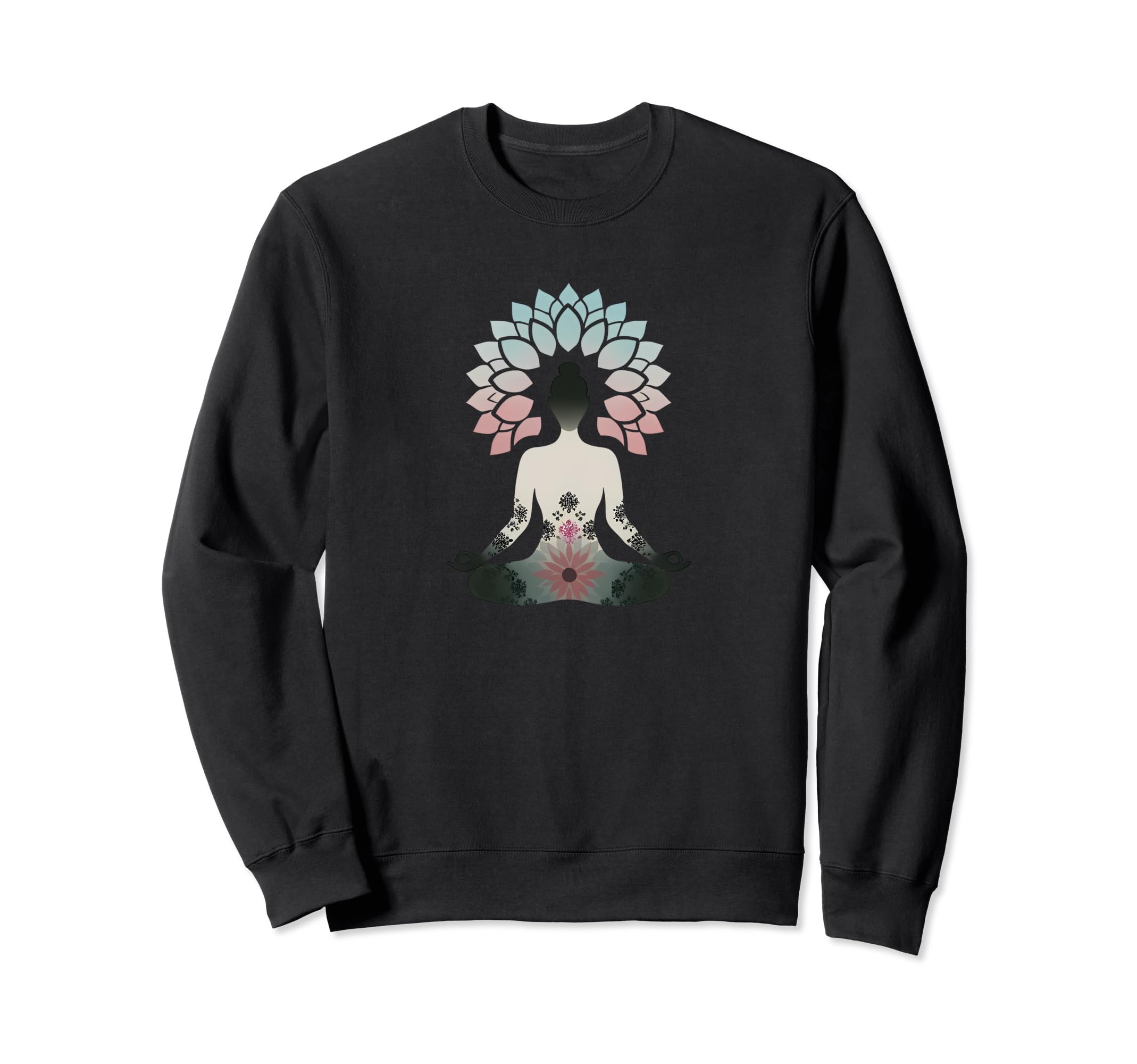 Yoga Meditation Pose Floral Yoga Sweatshirt - Minimalist Print for Adults - T-Shirt, Sweatshirt, Hoodie