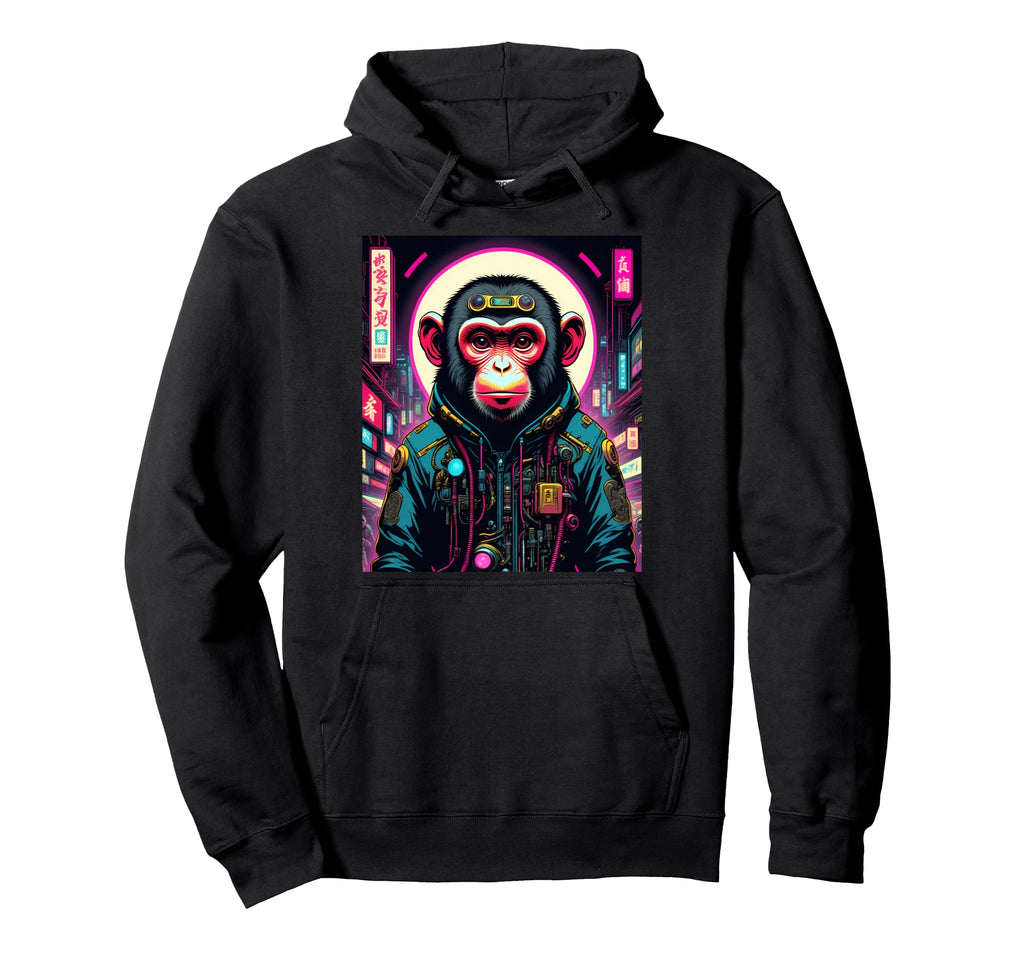 Vaporwave Monkey 80S Synthwave Hoodie - Casual Everyday Wear Unisex - T-Shirt, Sweatshirt, Hoodie