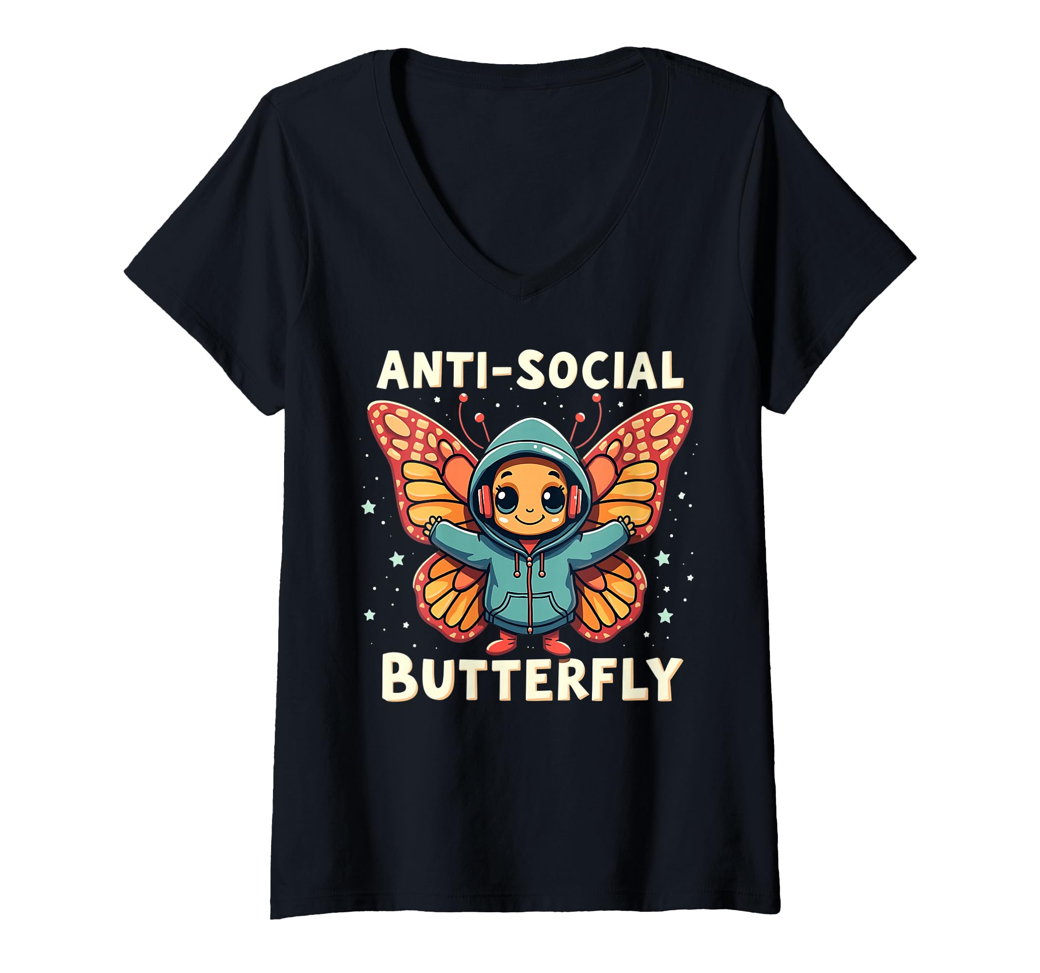 Womens Anti Social Butterfly Pun T-Shirt - Fun Novelty Design Men Women - T-Shirt, Sweatshirt, Hoodie