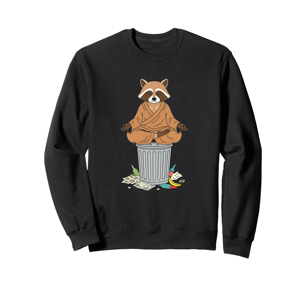 Zen Raccoon Achieves Balance Sweatshirt - Unique Graphic Unisex - T-Shirt, Sweatshirt, Hoodie