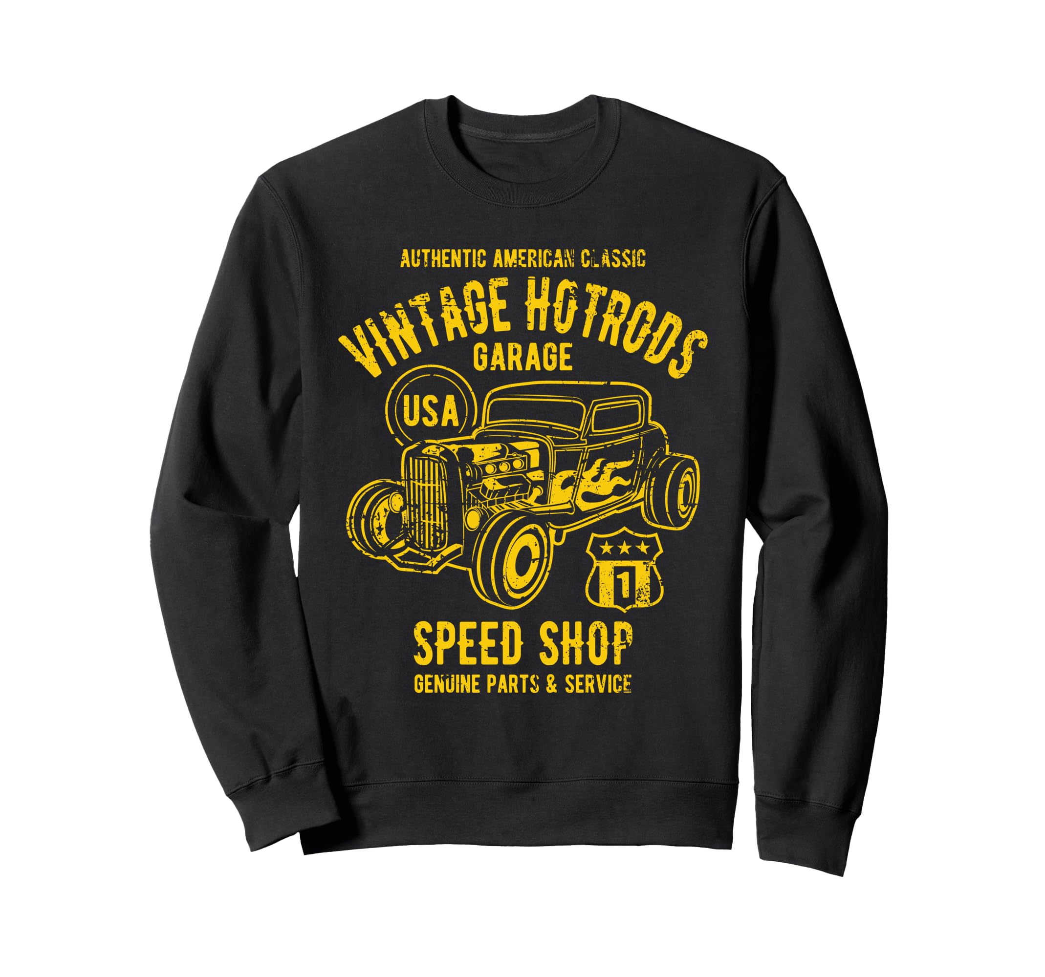 Speed Shop Hotrod Car Distressed Sweatshirt - Streetwear Style Men Women - T-Shirt, Sweatshirt, Hoodie