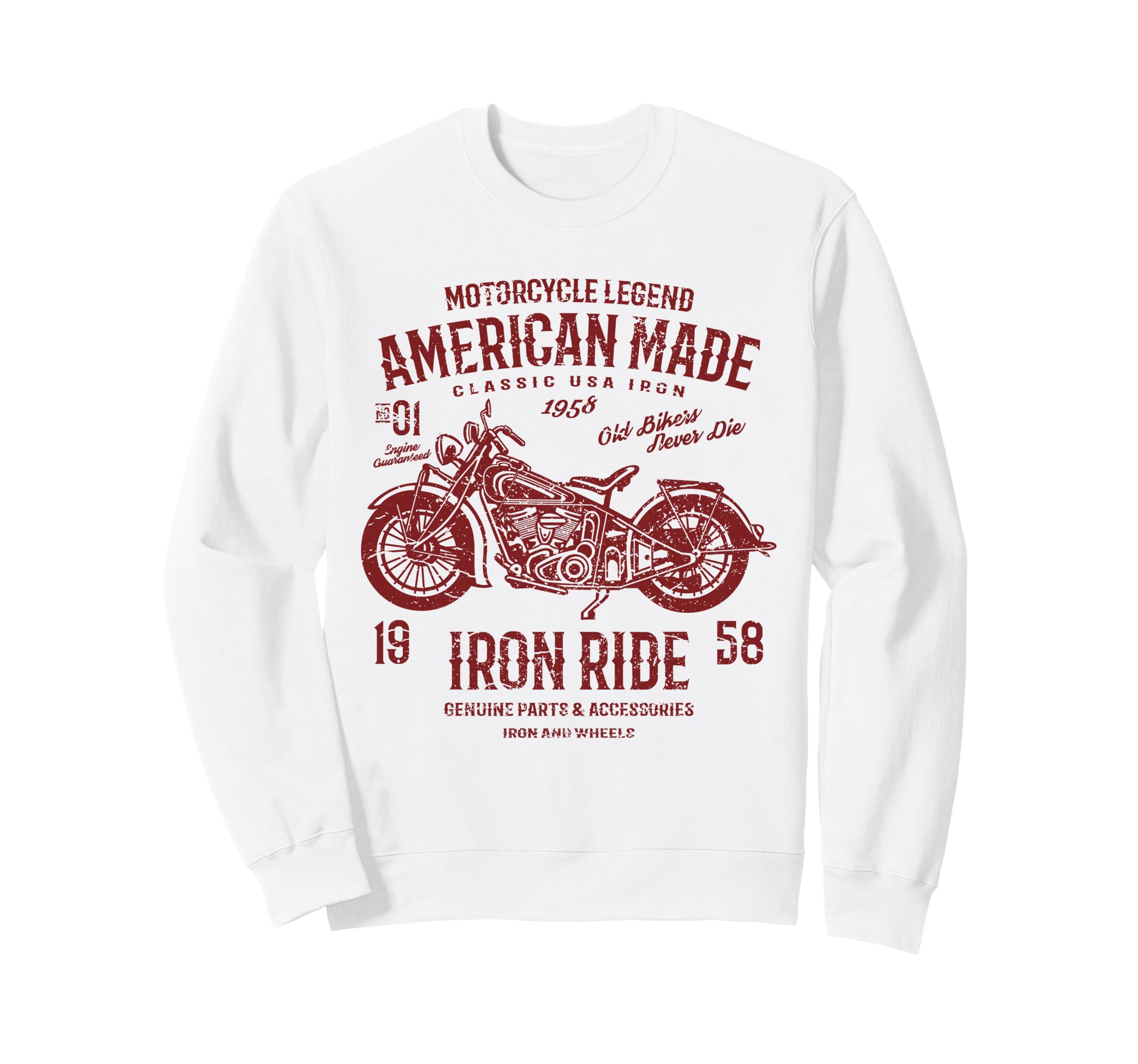 American Motorcycle Distressed Sweatshirt - Casual Everyday Wear for Adults - T-Shirt, Sweatshirt, Hoodie