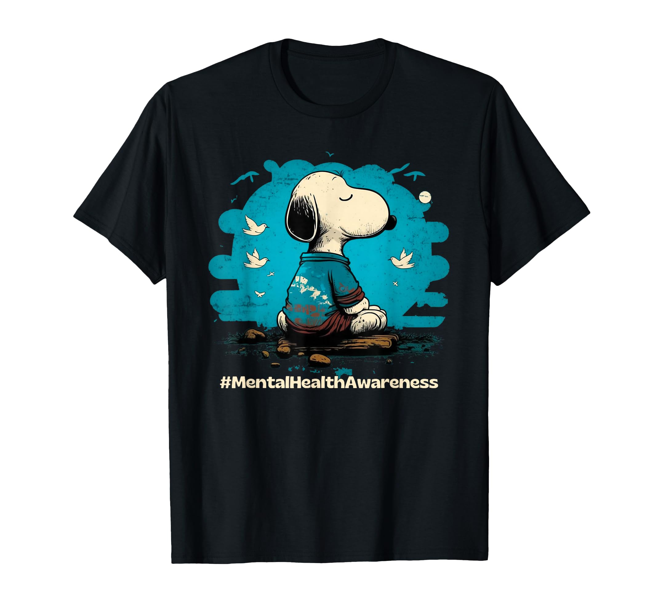Mental Health Awareness Meditating Dog T-Shirt - Custom Art Print Unisex - T-Shirt, Sweatshirt, Hoodie