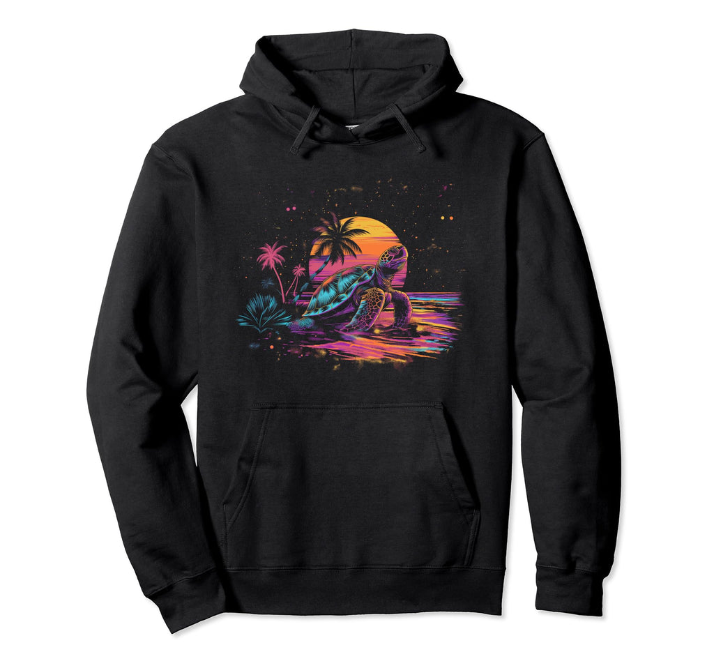 Turtle Vaporwave Aesthetic Synthwave 80S Hoodie - Graphic Print for Adults - T-Shirt, Sweatshirt, Hoodie