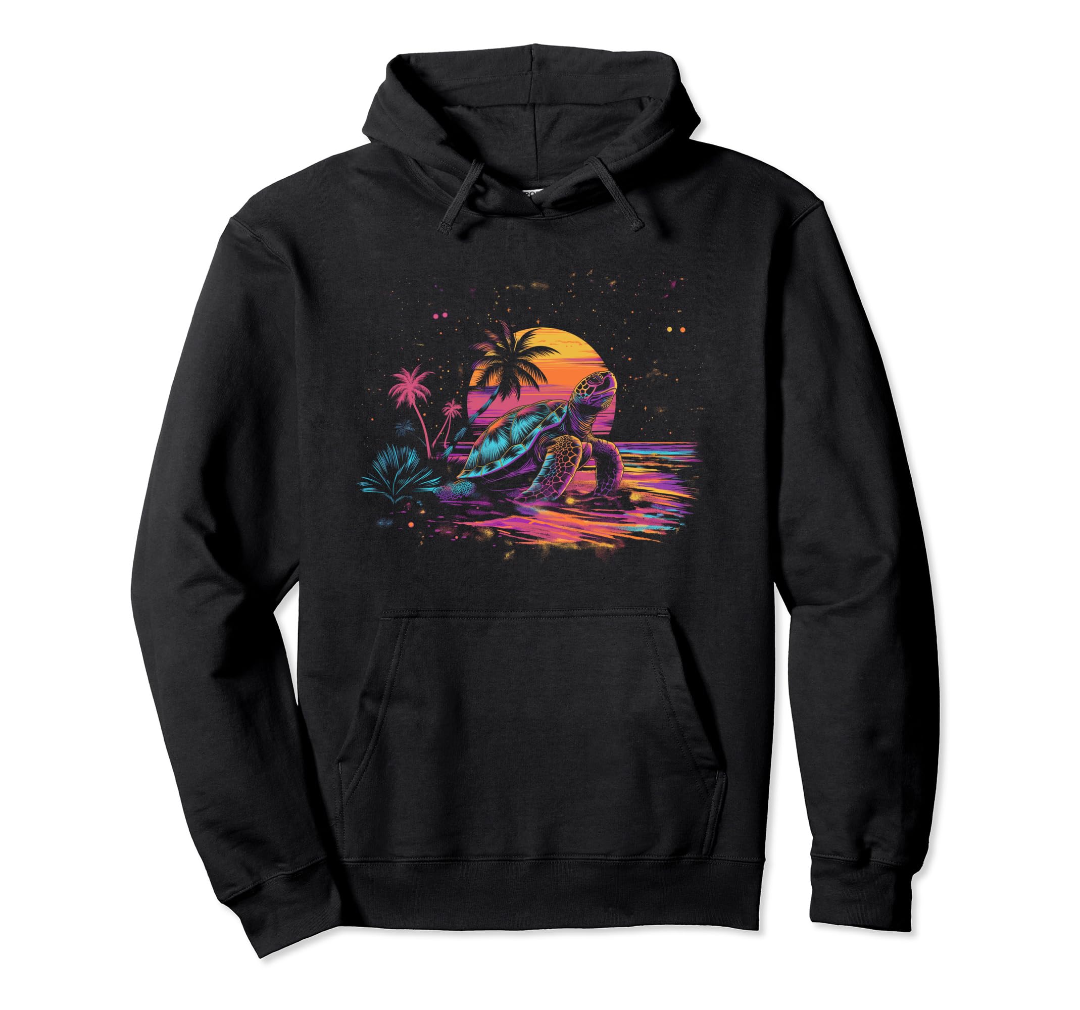 Turtle Vaporwave Aesthetic Synthwave 80S Hoodie - Graphic Print for Adults - T-Shirt, Sweatshirt, Hoodie