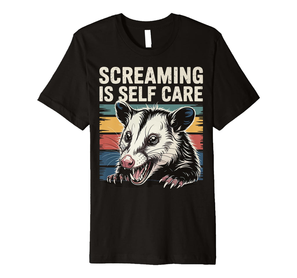 Opossum Therapeutic Screaming Stress Hoodie - Novelty Apparel for Adults - T-Shirt, Sweatshirt, Hoodie