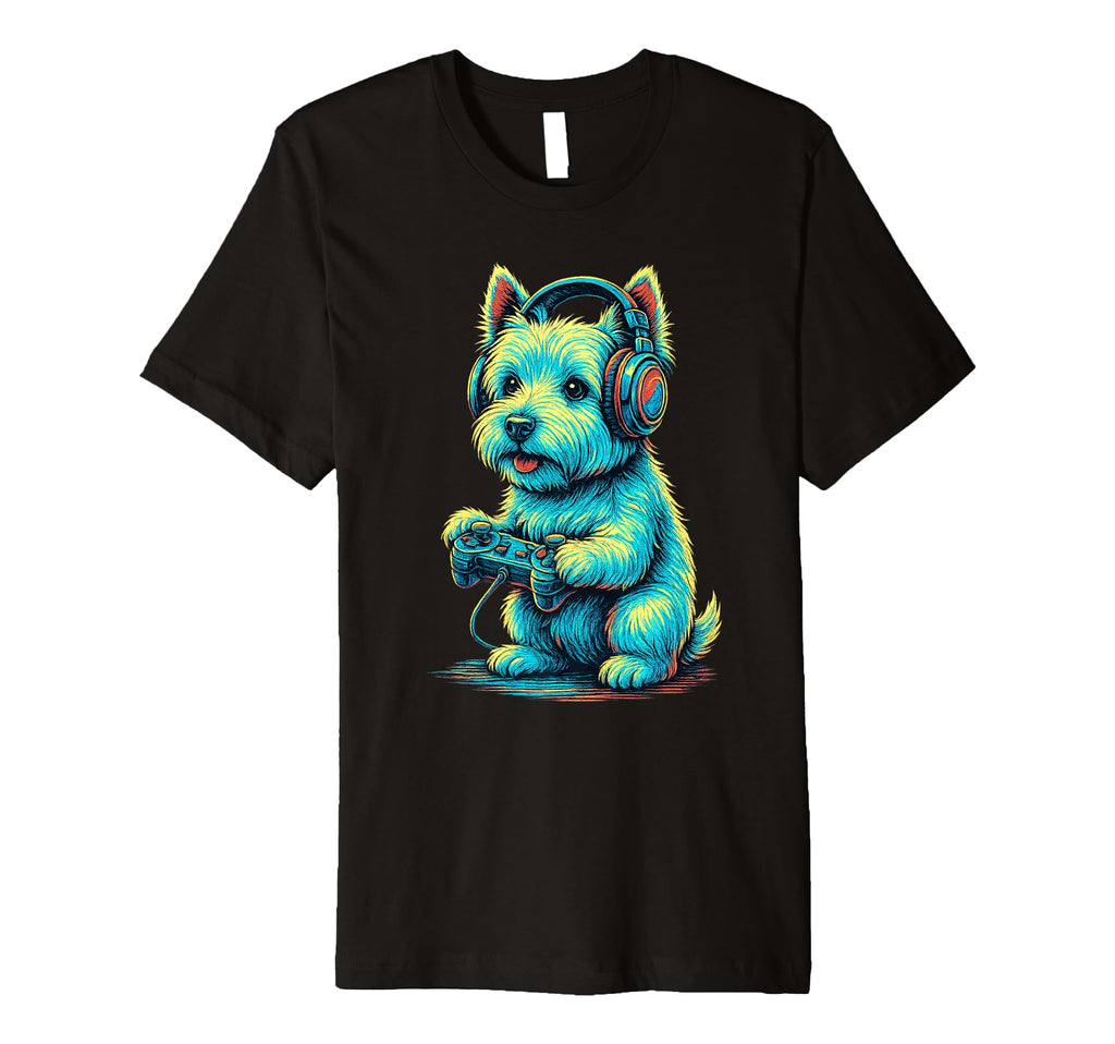 West Highland White Terrier Gamer Gaming T-Shirt - Graphic Print Men Women - T-Shirt, Sweatshirt, Hoodie