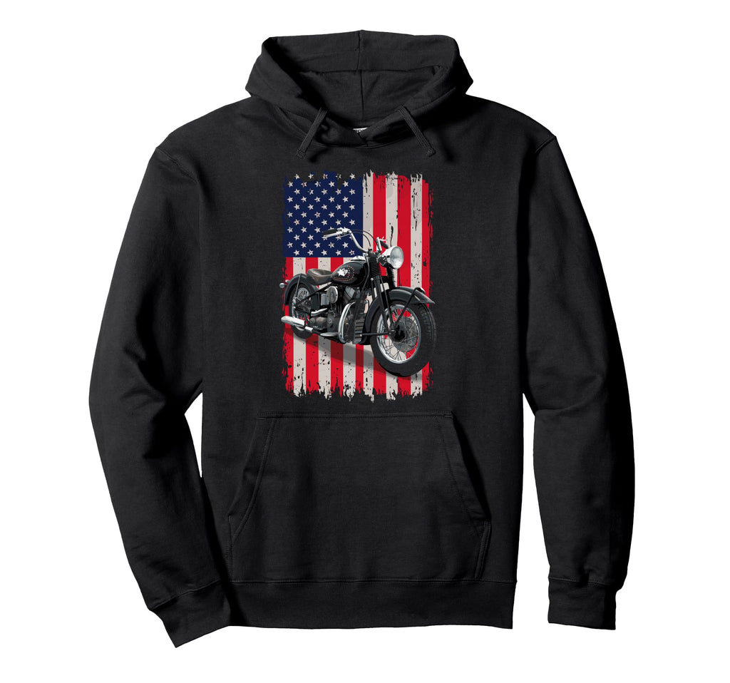 Patriotic Motorcycle Usa Flag Biker Biking Hoodie - Custom Art Print Unisex - T-Shirt, Sweatshirt, Hoodie