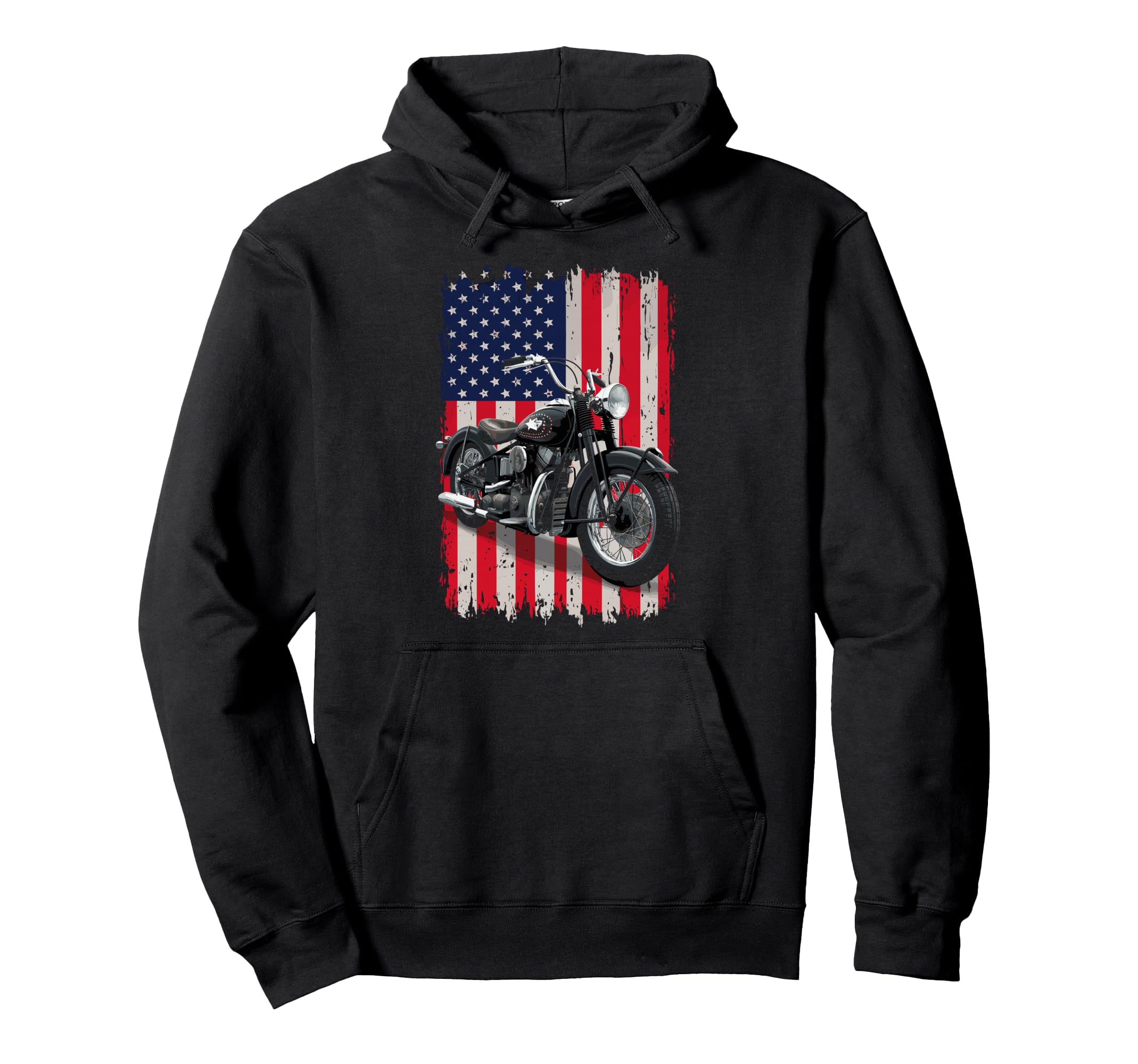 Patriotic Motorcycle Usa Flag Biker Biking Hoodie - Custom Art Print Unisex - T-Shirt, Sweatshirt, Hoodie