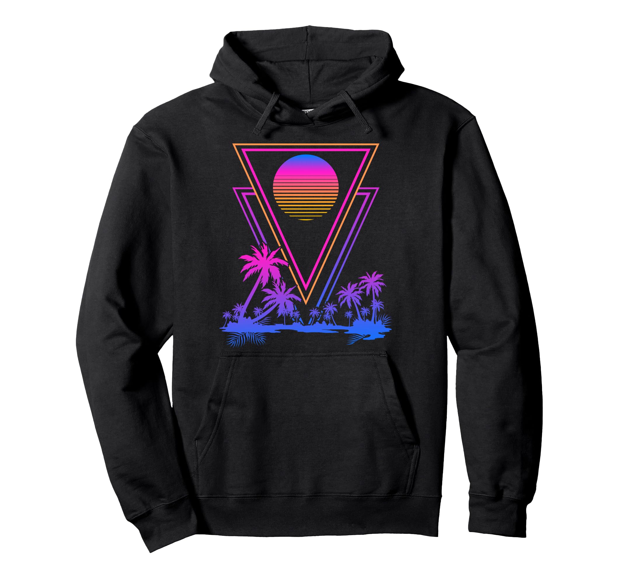 Synthwave Aesthetic 1980S Palm Hoodie - Fun Novelty Design for Adults - T-Shirt, Sweatshirt, Hoodie