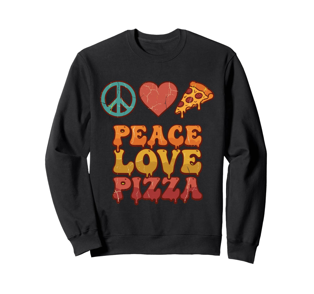 Peace Love Pizza 70S Groovy Sweatshirt - Unique Graphic for Adults - T-Shirt, Sweatshirt, Hoodie