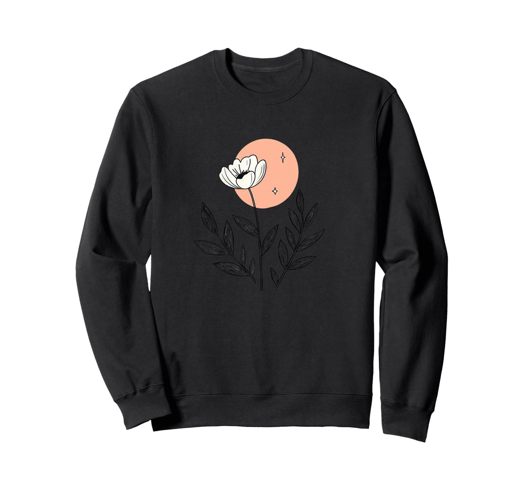Single Bloom Sun And Stars Sweatshirt - Minimalist Print Men Women - T-Shirt, Sweatshirt, Hoodie