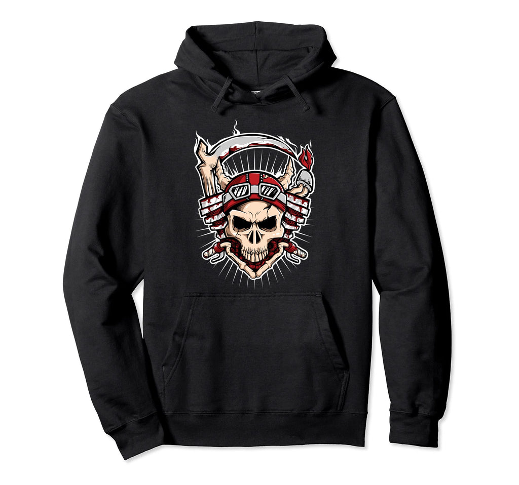 Skull Biker Motorcycle Engine Bikers Hoodie - Aesthetic Graphic for Adults - T-Shirt, Sweatshirt, Hoodie