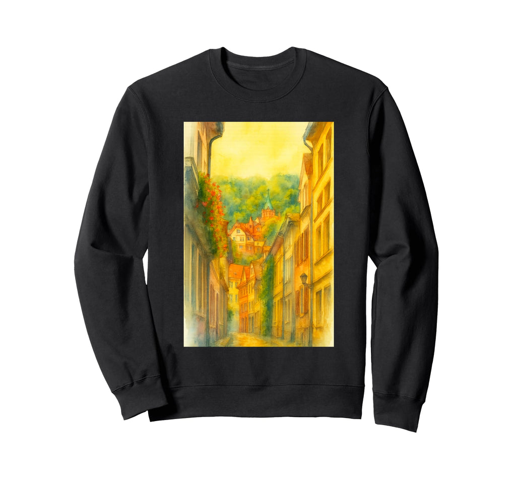 Misty Morning Heidelberg Old Town Sweatshirt - Custom Art Print Men Women - T-Shirt, Sweatshirt, Hoodie