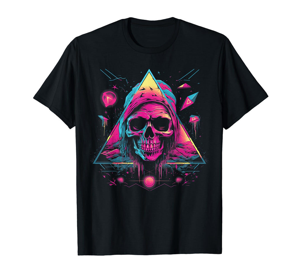 Skull Vaporwave Retrowave Aesthetic T-Shirt - Graphic Print Unisex - T-Shirt, Sweatshirt, Hoodie