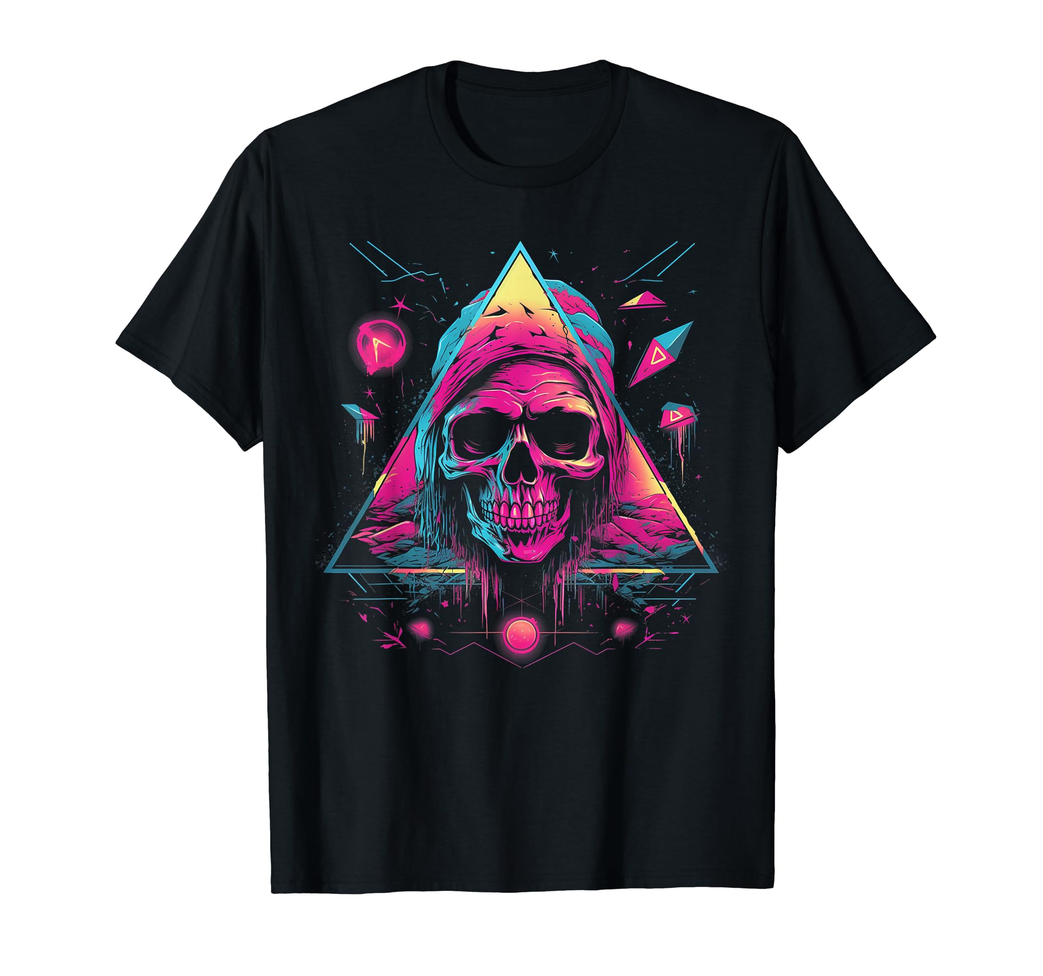 Skull Vaporwave Retrowave Aesthetic T-Shirt - Graphic Print Unisex - T-Shirt, Sweatshirt, Hoodie