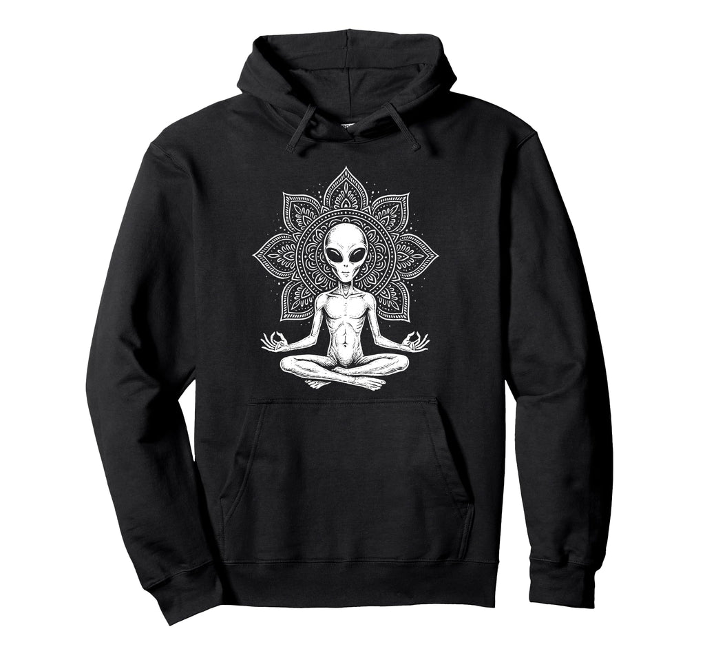 Alien Meditation Spiritual Mandala Funny Hoodie - Minimalist Print Unisex - T-Shirt, Sweatshirt, Hoodie