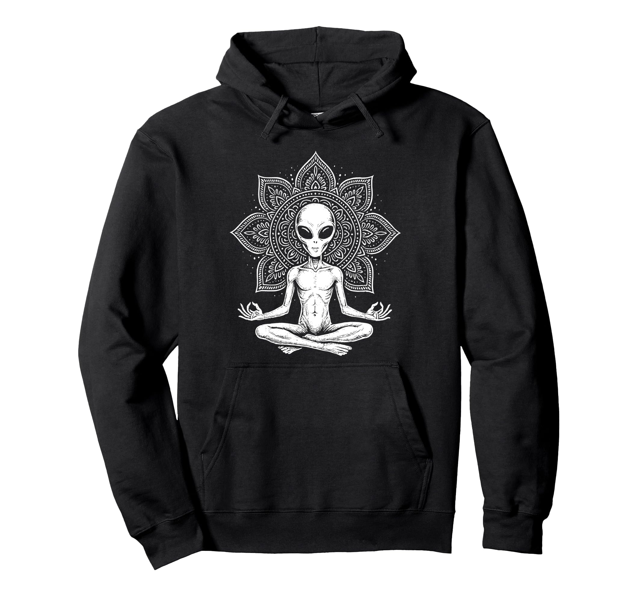 Alien Meditation Spiritual Mandala Funny Hoodie - Minimalist Print Unisex - T-Shirt, Sweatshirt, Hoodie