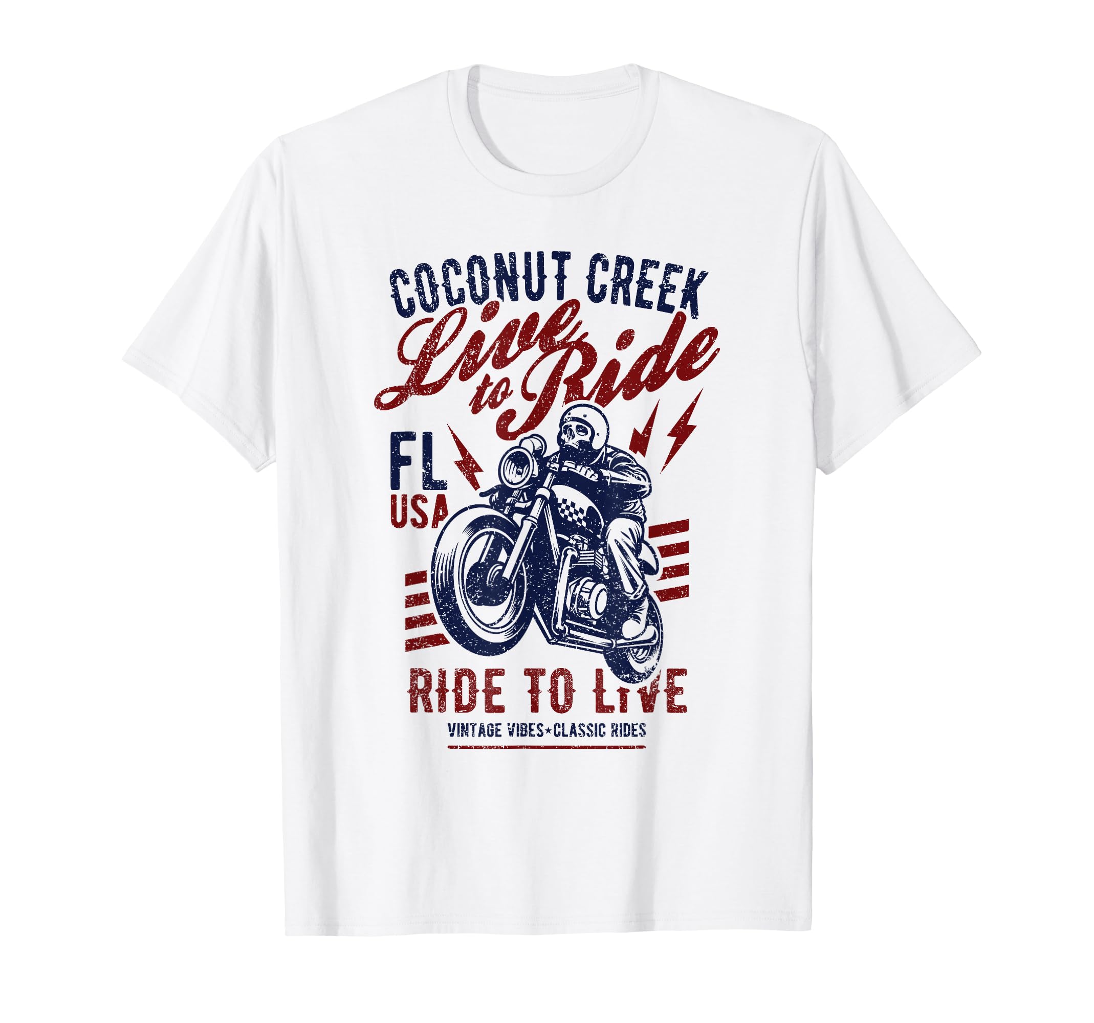 Coconut Creek Florida Motorcycle Skull T-Shirt - Trendy Graphic Unisex - T-Shirt, Sweatshirt, Hoodie