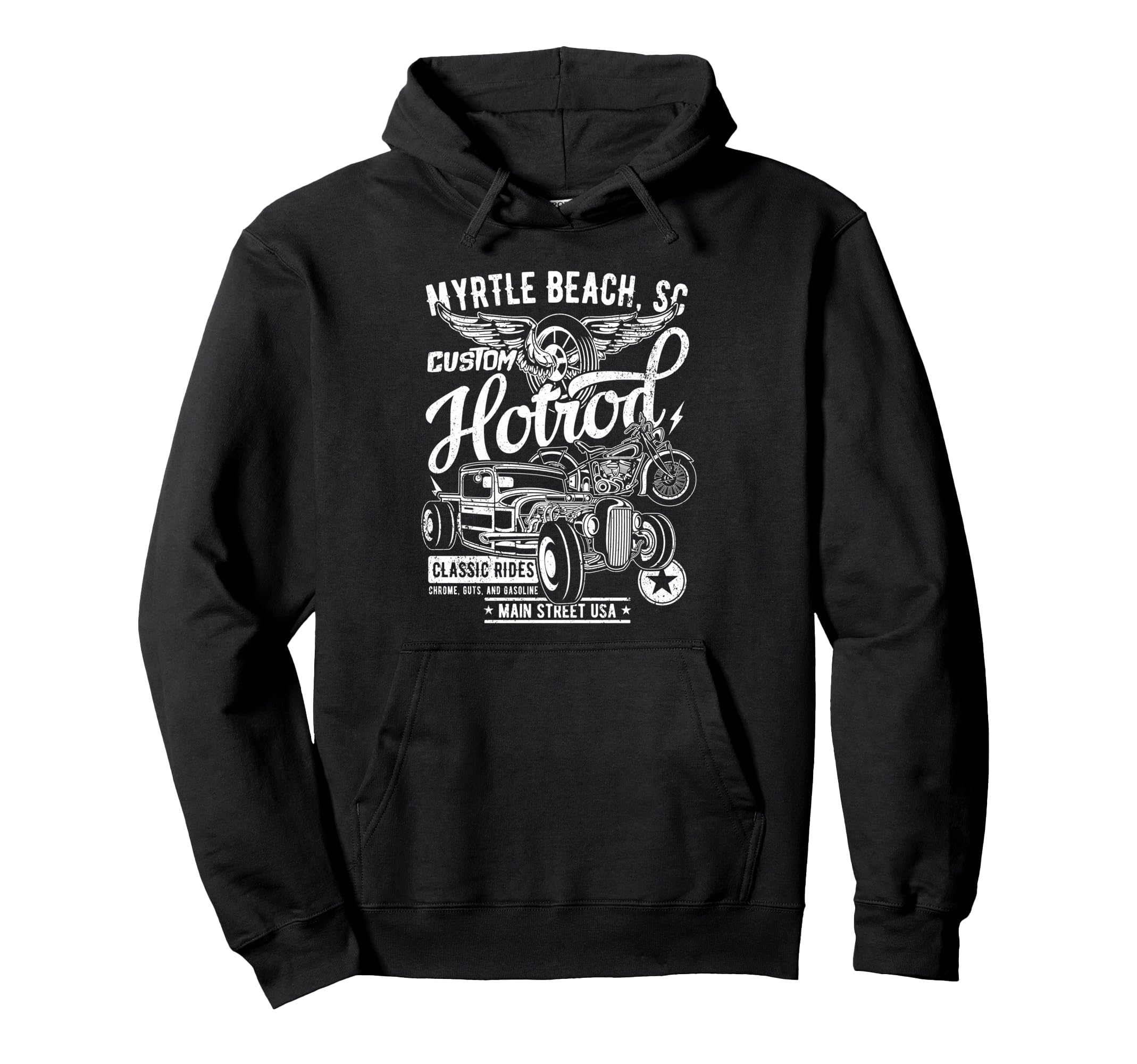 Myrtle Beach Sc Hotrod Car Motorcycle Hoodie - Minimalist Print Unisex - T-Shirt, Sweatshirt, Hoodie