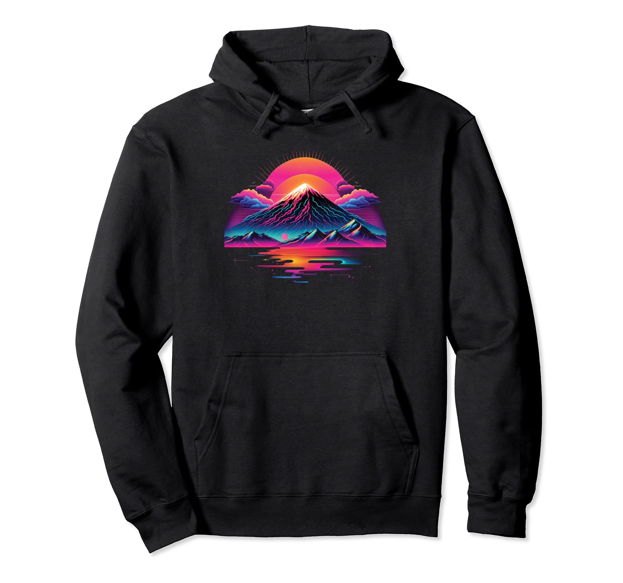 Mount Fuji Japan Vaporwave Synthwave Hoodie - Novelty Apparel Unisex - T-Shirt, Sweatshirt, Hoodie