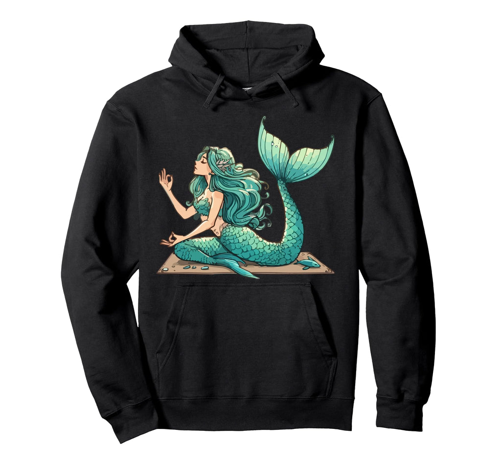 Meditation Mermaid Yoga Pose Relaxing Hoodie - Custom Art Print Men Women - T-Shirt, Sweatshirt, Hoodie