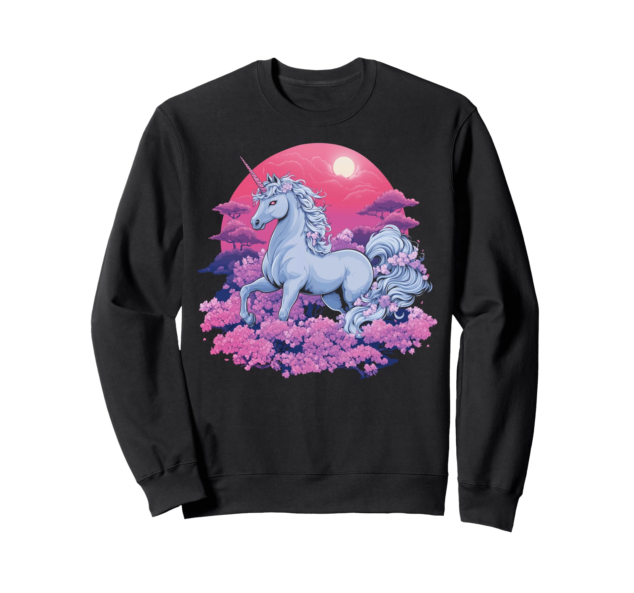 Vaporwave Unicorn Cherry Blossoms Sweatshirt - Trendy Graphic for Adults - T-Shirt, Sweatshirt, Hoodie