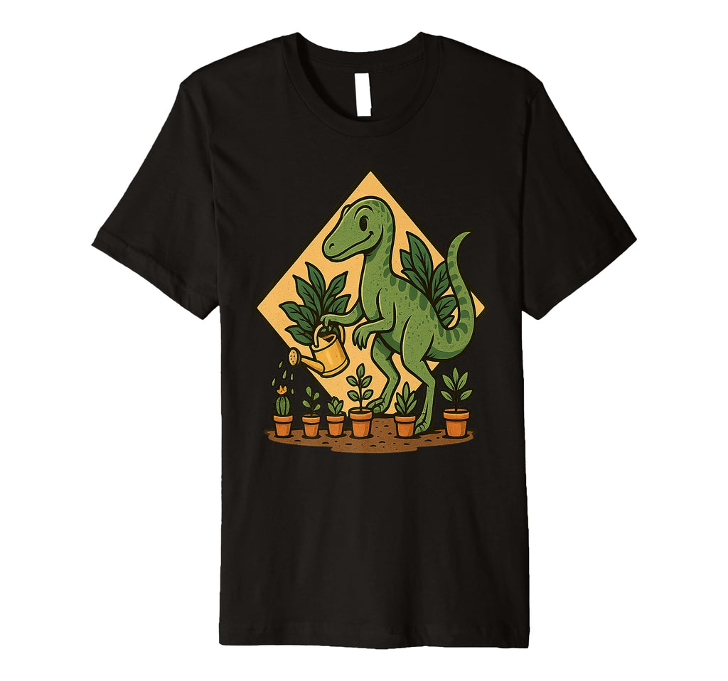 Velociraptor Watering Plants Self Care T-Shirt - Unique Graphic Men Women - T-Shirt, Sweatshirt, Hoodie