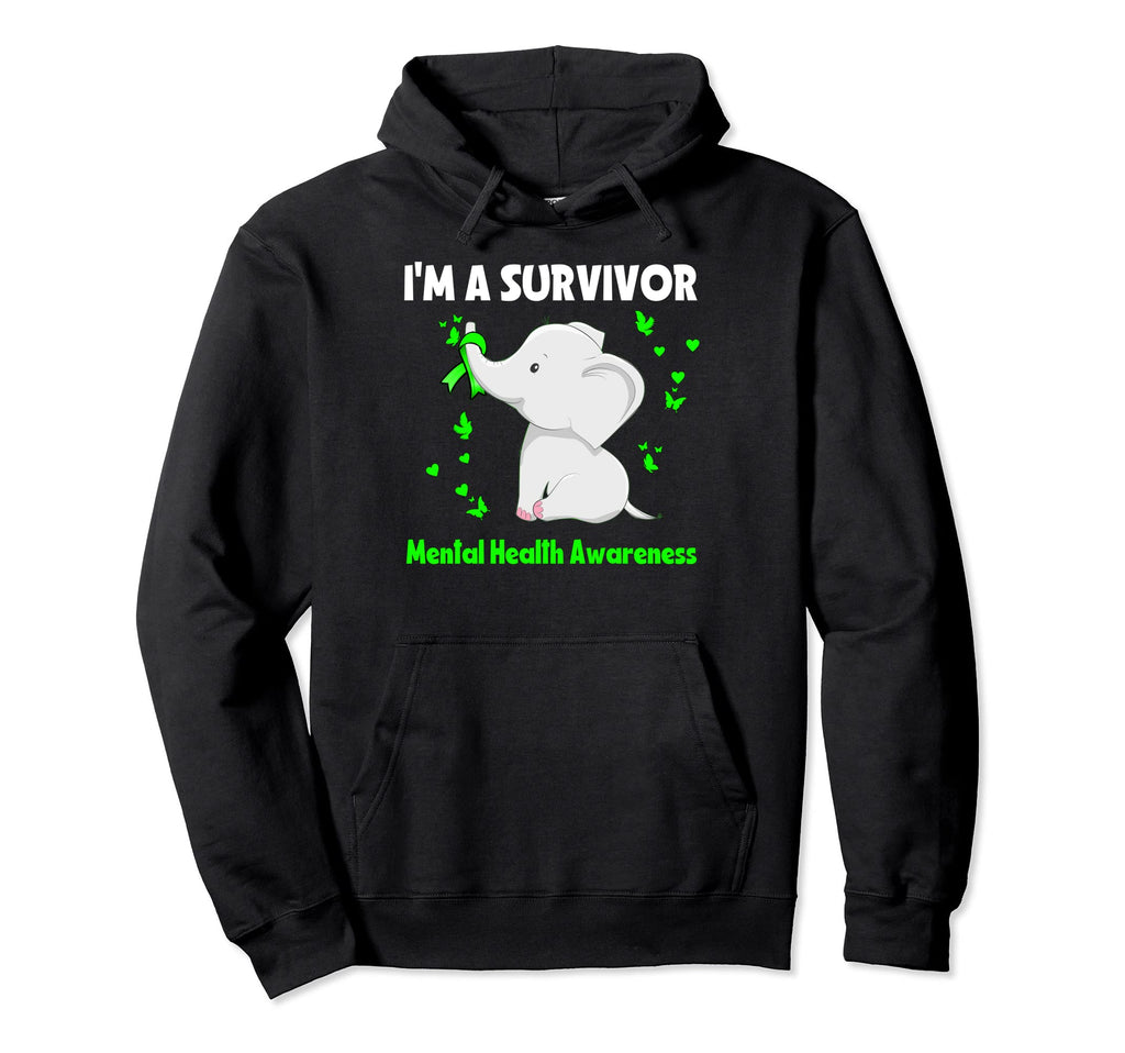 Elephant Im Survivor Mental Health Hoodie - Unique Graphic Men Women - T-Shirt, Sweatshirt, Hoodie