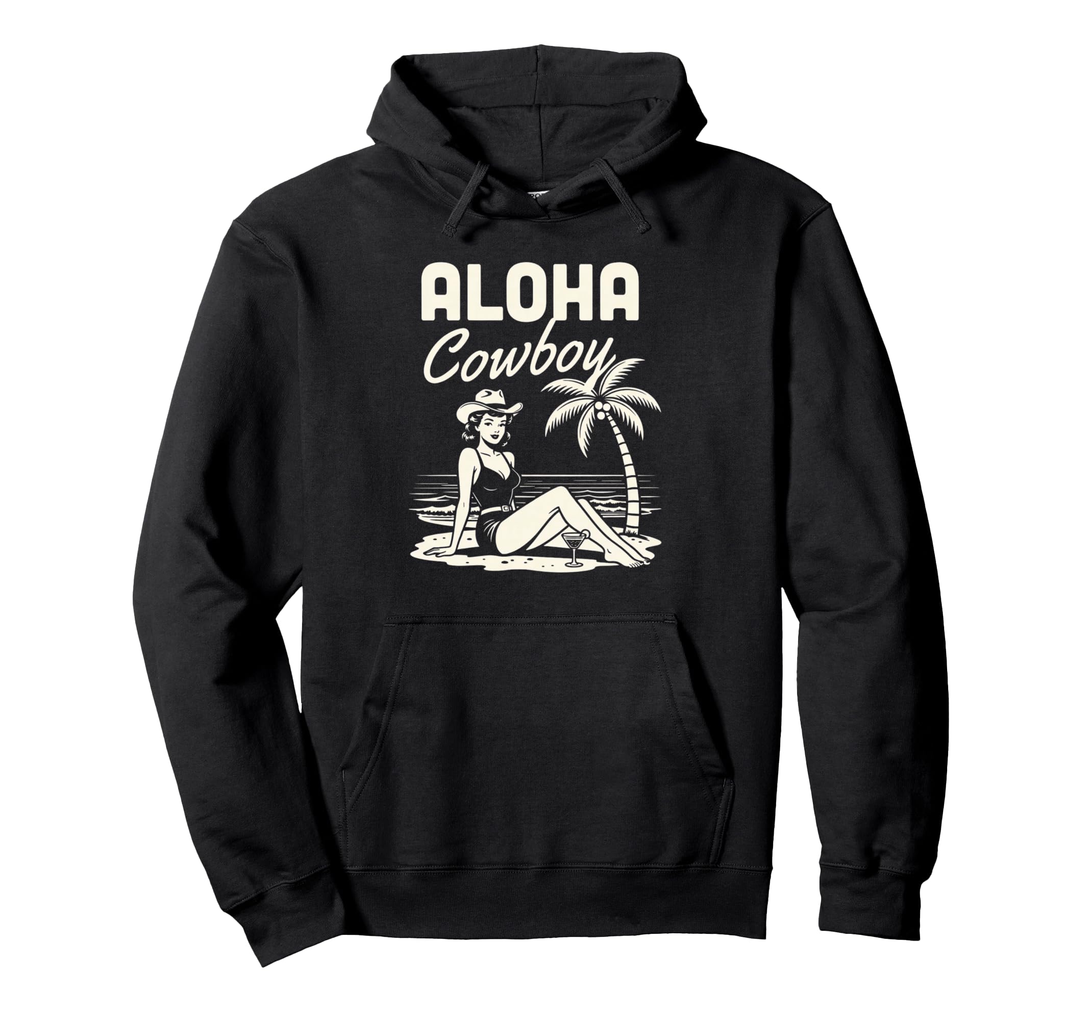 Aloha Cowboy Beach Cowgirl Western Hoodie - Unique Graphic Men Women - T-Shirt, Sweatshirt, Hoodie