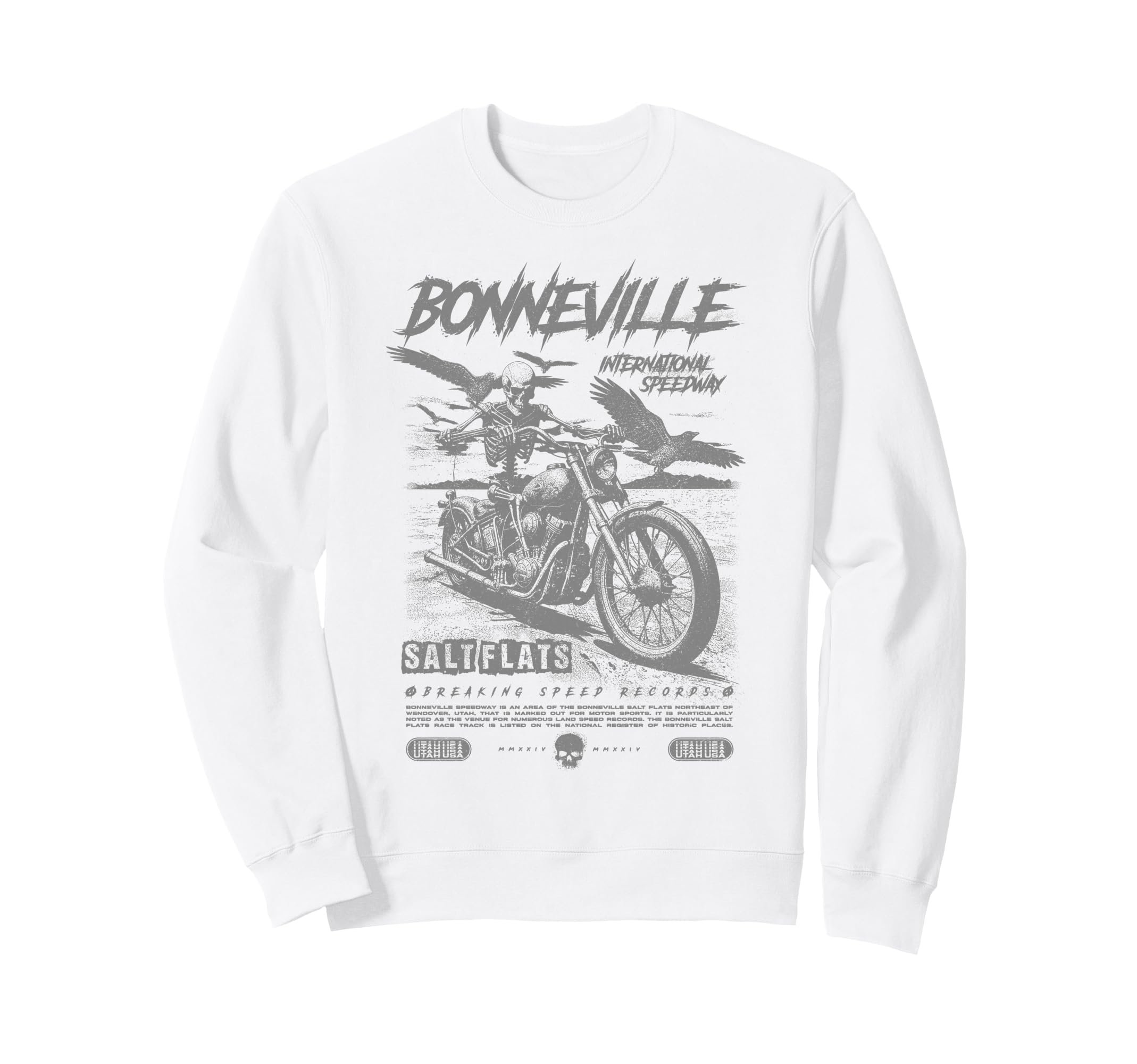 Bonneville Salt Flats Motorcycle Sweatshirt - Novelty Apparel for Adults - T-Shirt, Sweatshirt, Hoodie