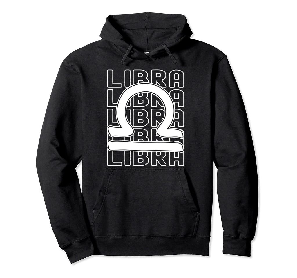 Libra Zodiac Sign Typography Astrology Hoodie - Fun Novelty Design Unisex - T-Shirt, Sweatshirt, Hoodie