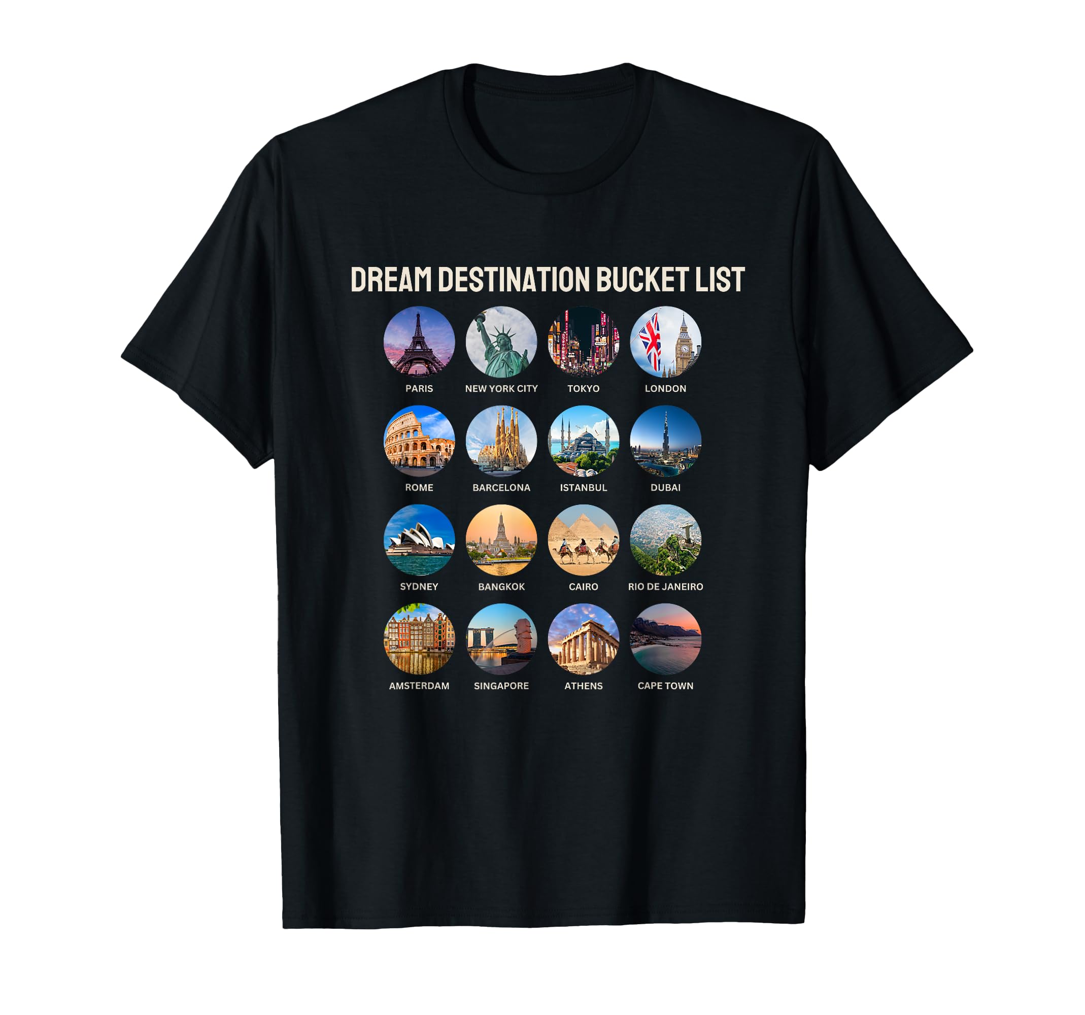 Checklist Dream Destination Bucket T-Shirt - Aesthetic Graphic Men Women - T-Shirt, Sweatshirt, Hoodie