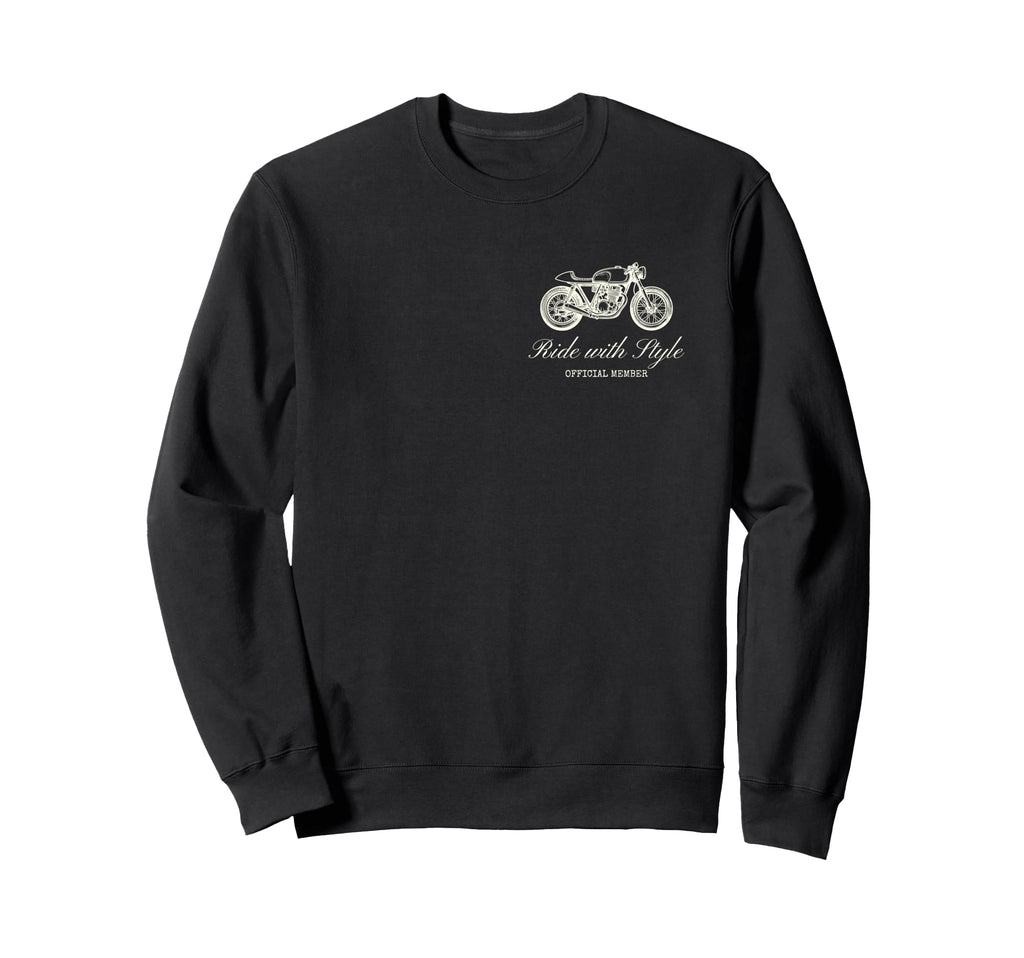 Motorcycle Club Cafe Racer Front Sweatshirt - Fun Novelty Design Men Women - T-Shirt, Sweatshirt, Hoodie