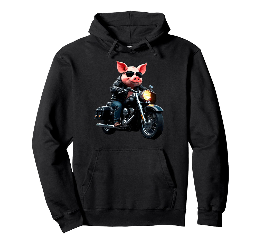 Funny Motorcycles Pig Biker Motorcycling Hoodie - Graphic Print Unisex - T-Shirt, Sweatshirt, Hoodie