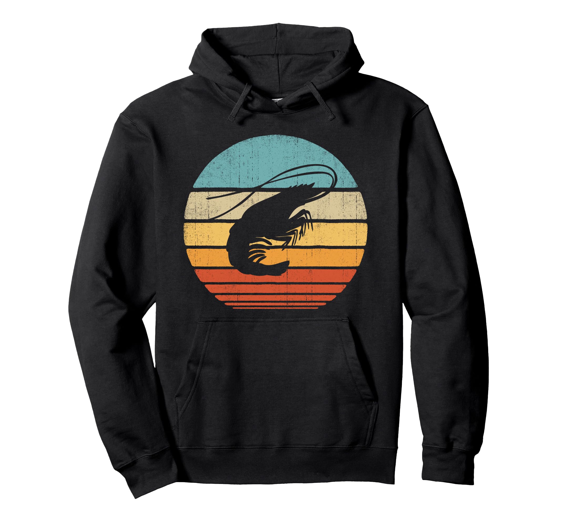 Shrimp 60S 70S Sunset Sea Animal Hoodie - Minimalist Print for Adults - T-Shirt, Sweatshirt, Hoodie