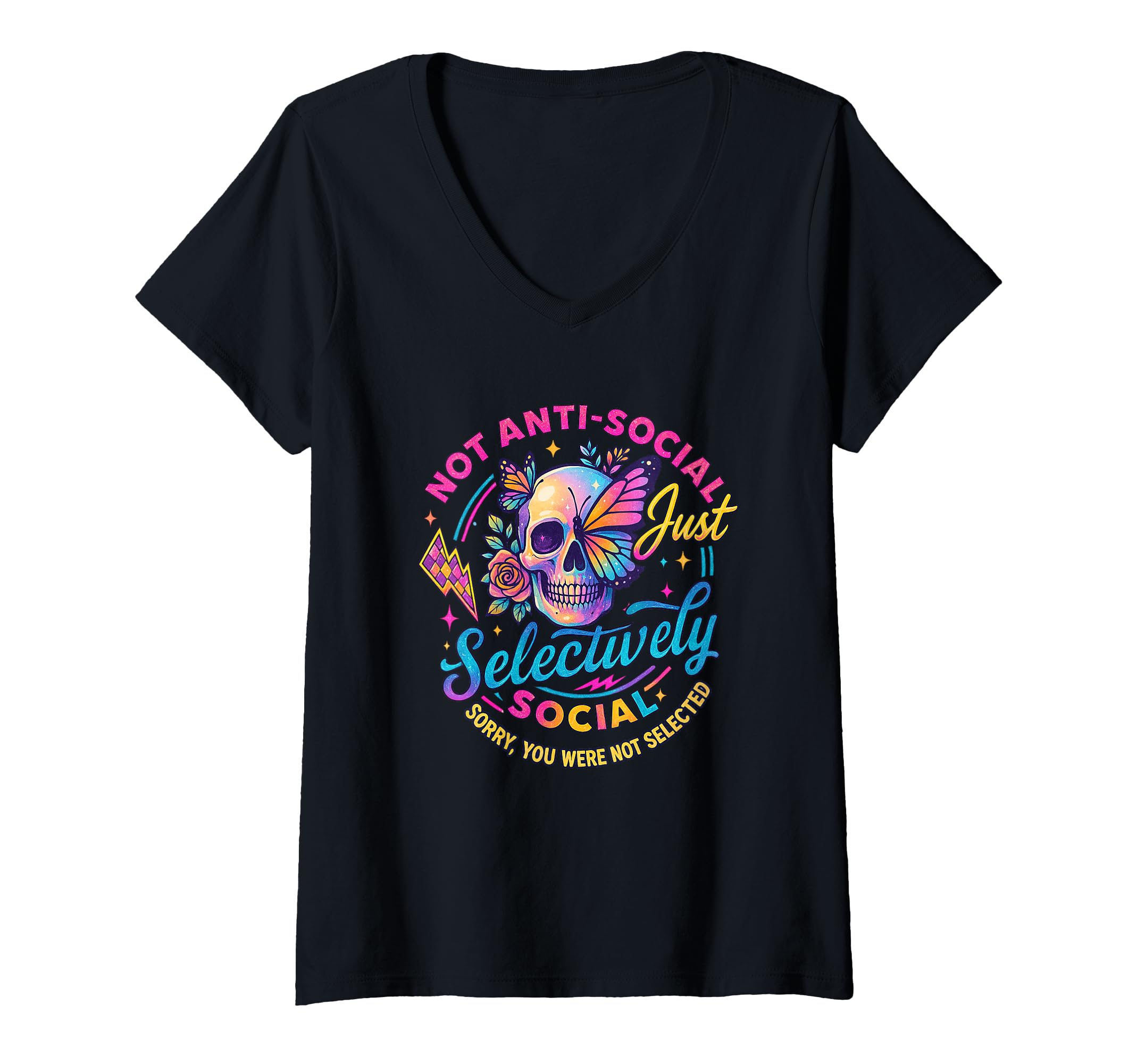 Womens Not Anti Social Just Selectively T-Shirt - Minimalist Print Unisex - T-Shirt, Sweatshirt, Hoodie