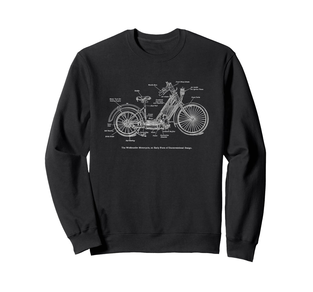 Wolfmueller Motorcycle Diagram Sweatshirt - Casual Everyday Wear Men Women - T-Shirt, Sweatshirt, Hoodie