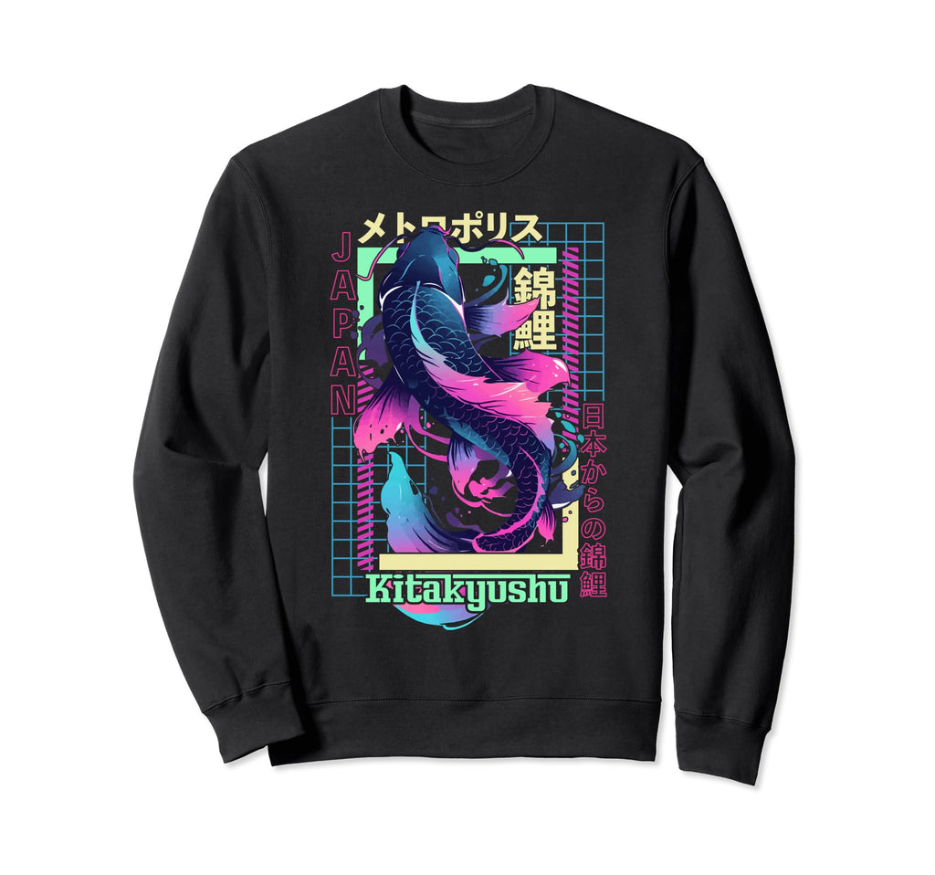 Kitakyushu City Synthwave 80S Koi Sweatshirt - Streetwear Style Men Women - T-Shirt, Sweatshirt, Hoodie