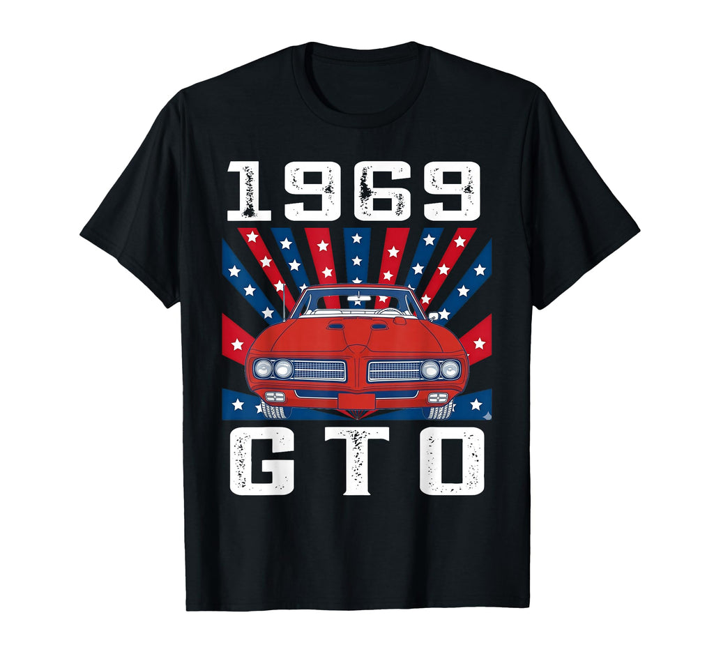 69 1969 Gto American Flag Silhouette T-Shirt - Custom Art Print Unisex - T-Shirt, Sweatshirt, Hoodie